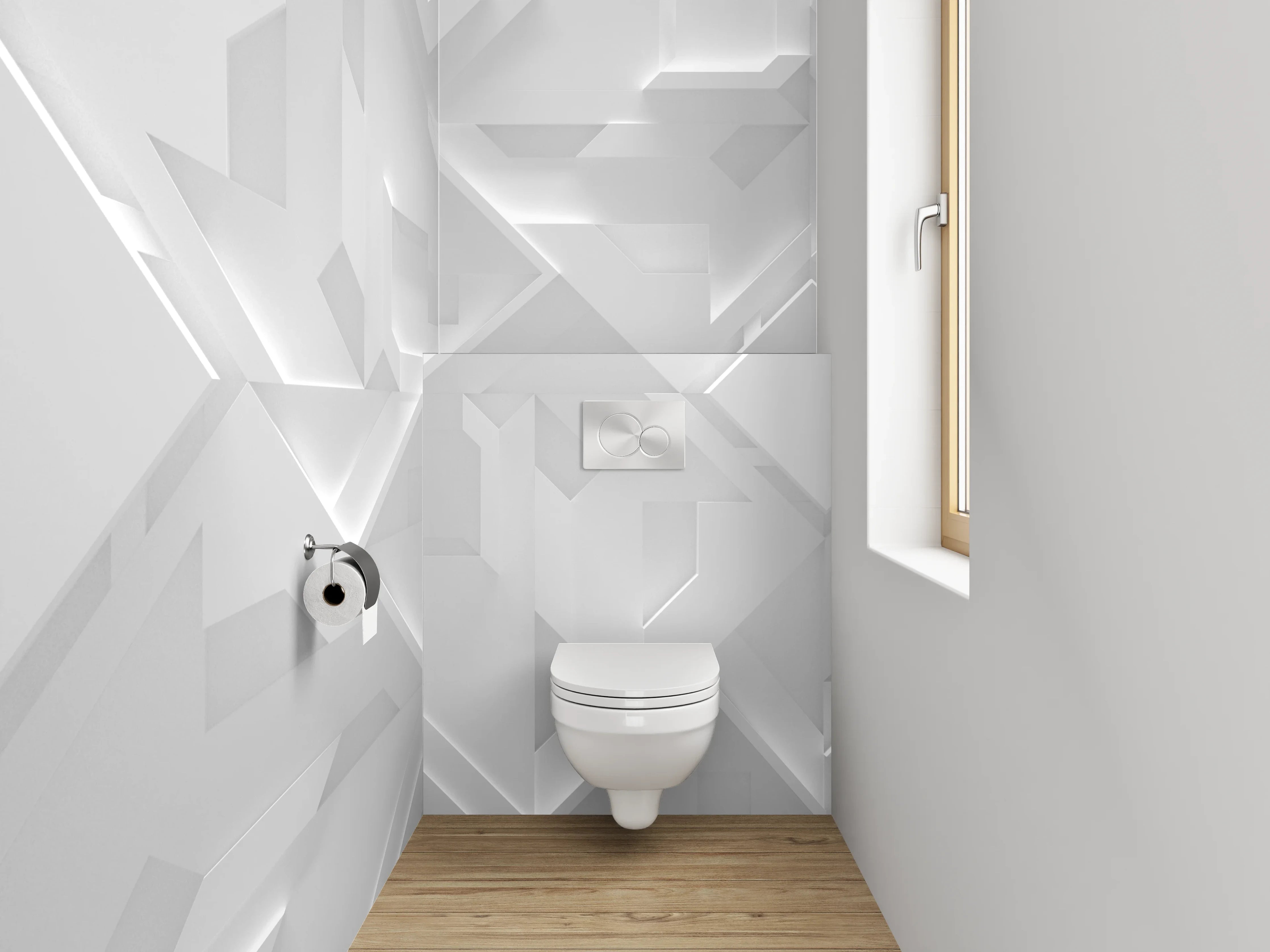 WC-Rückwand - 3D Muster Weiß Grau Modern