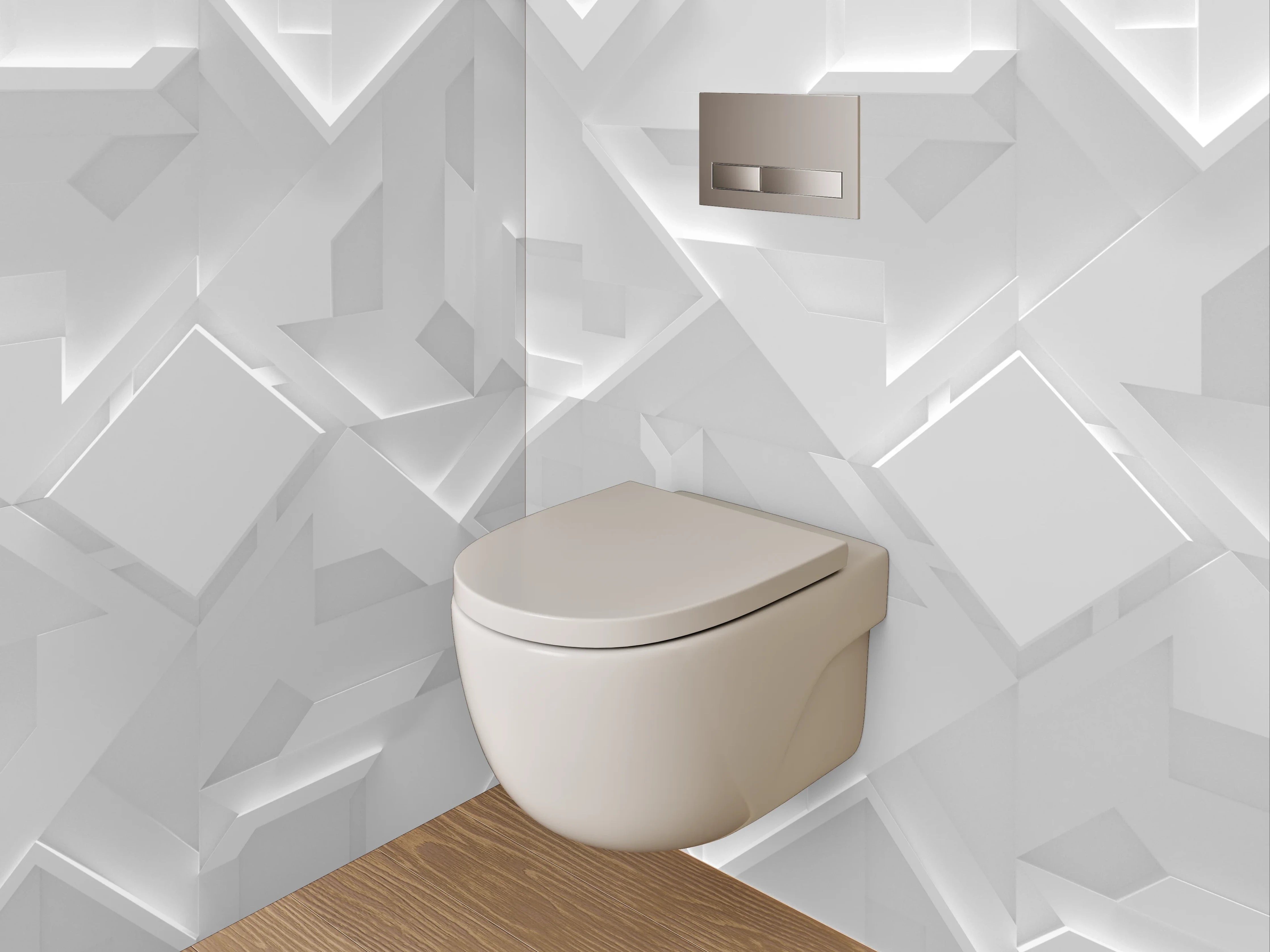WC-Rückwand - 3D Muster Weiß Grau Modern