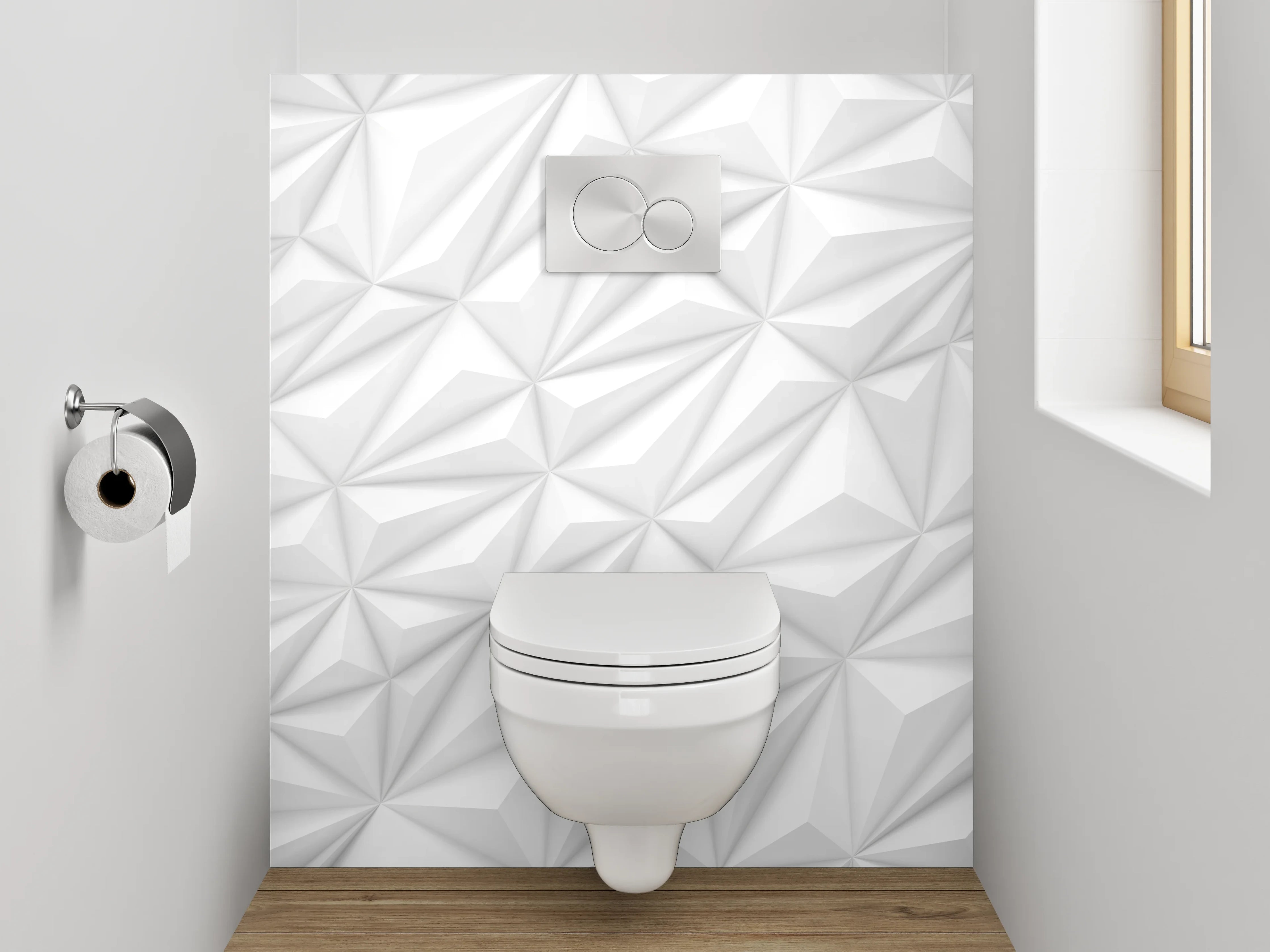 WC-Rückwand - 3D Weiß Grau Geometrisch Muster