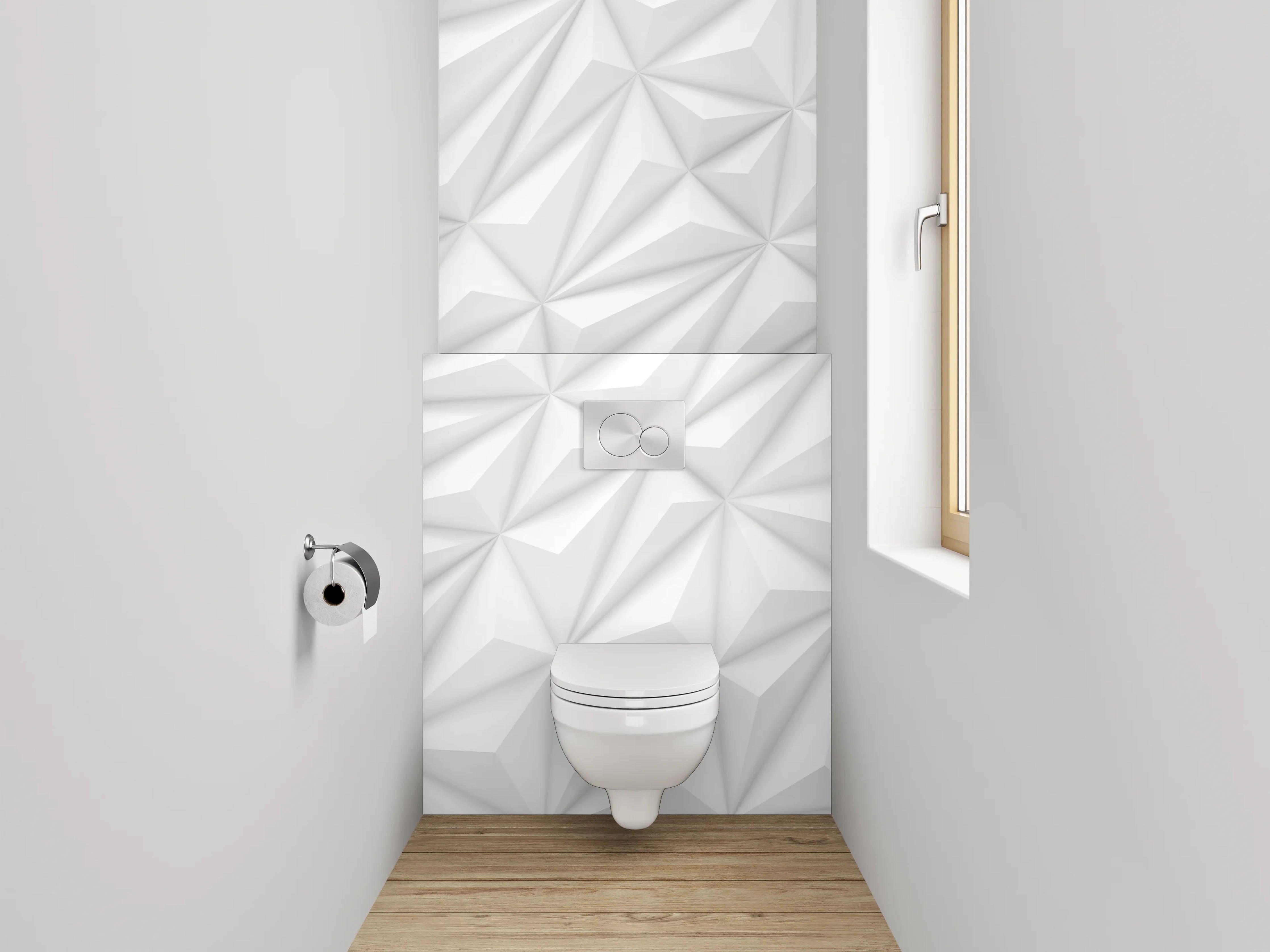 WC-Rückwand - 3D Weiß Grau Geometrisch Muster