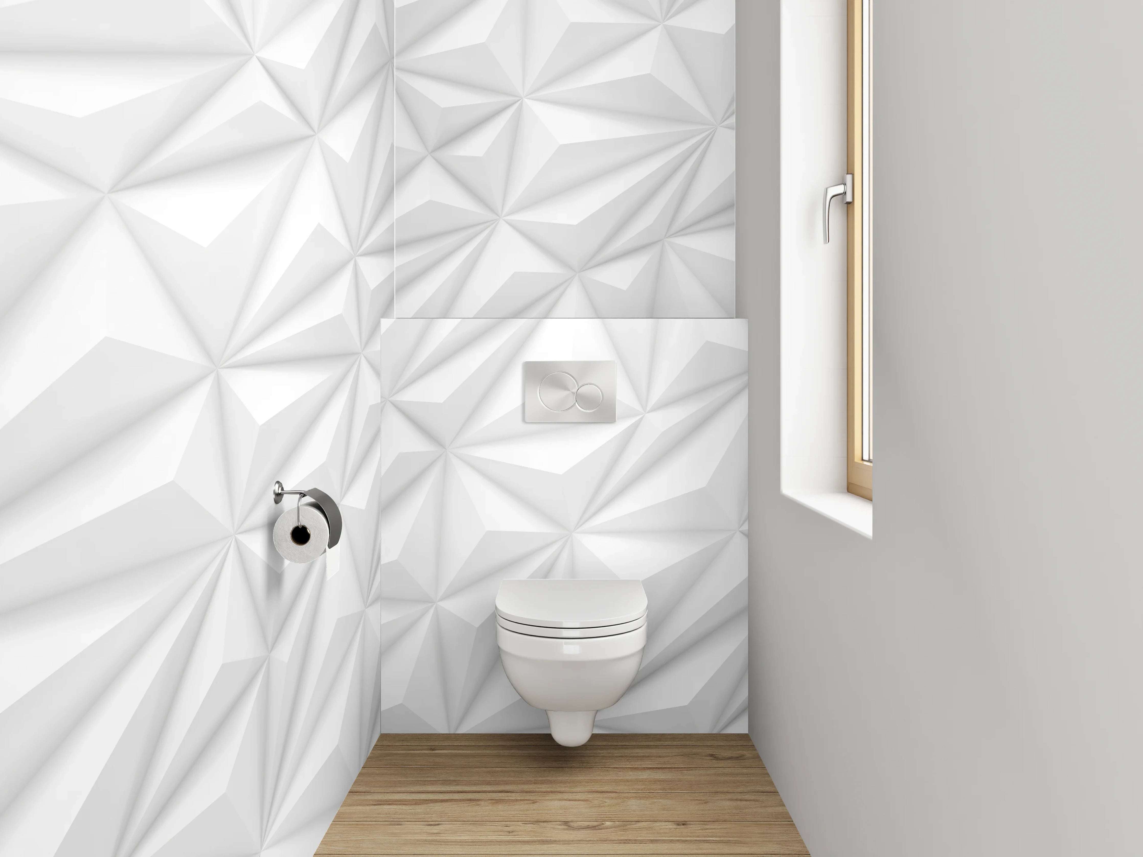 WC-Rückwand - 3D Weiß Grau Geometrisch Muster