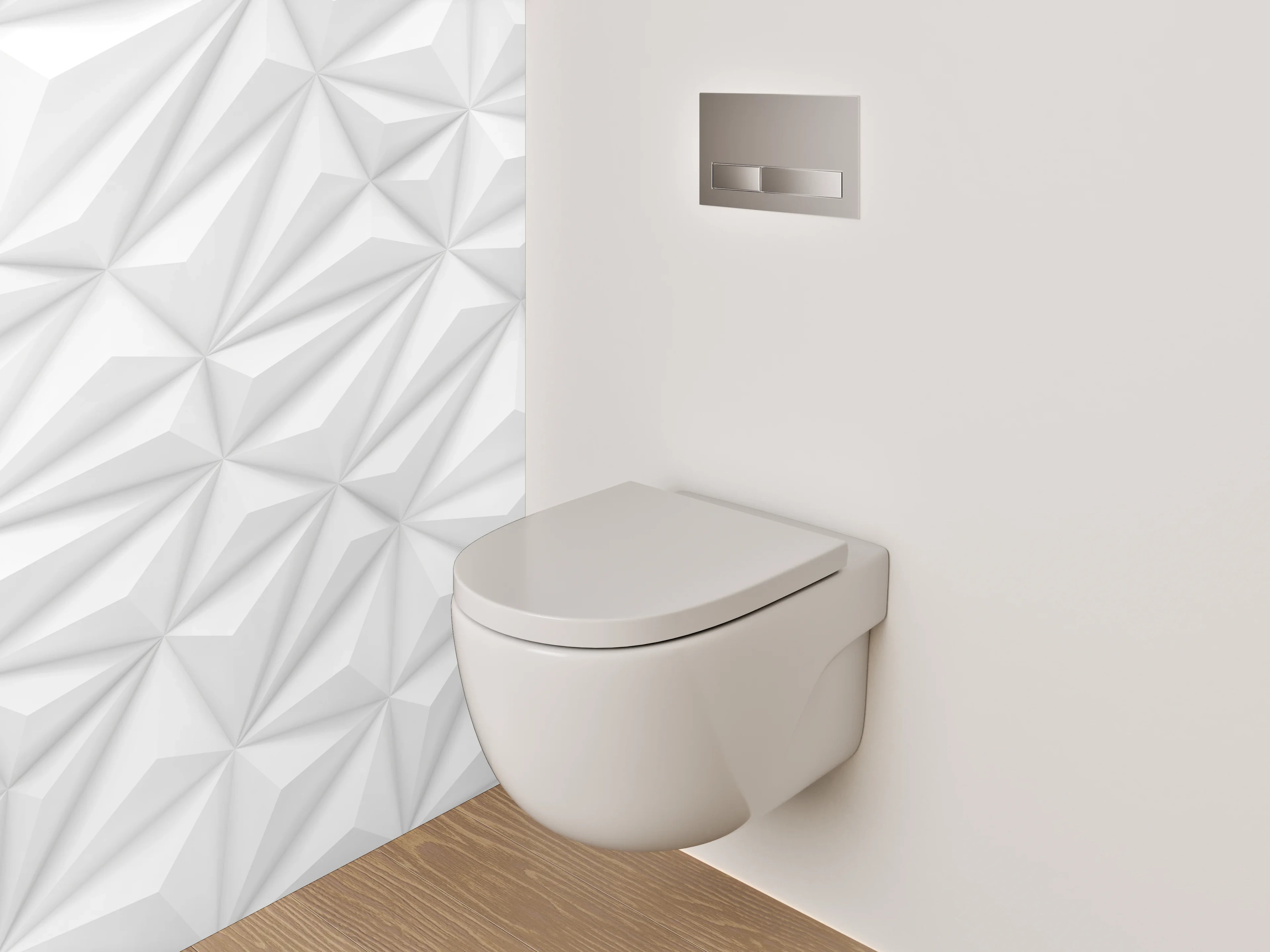 WC-Rückwand - 3D Weiß Grau Geometrisch Muster