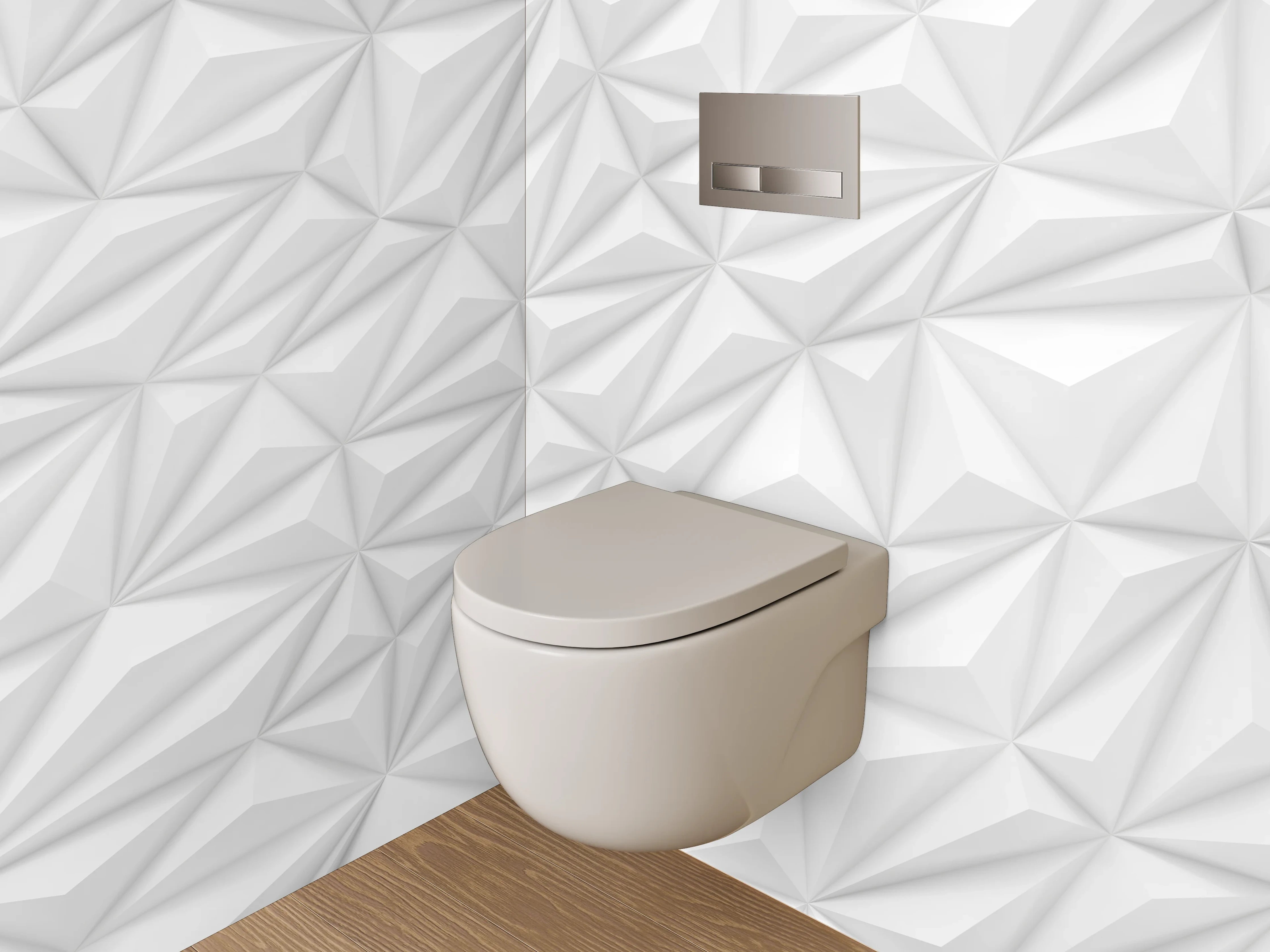 WC-Rückwand - 3D Weiß Grau Geometrisch Muster