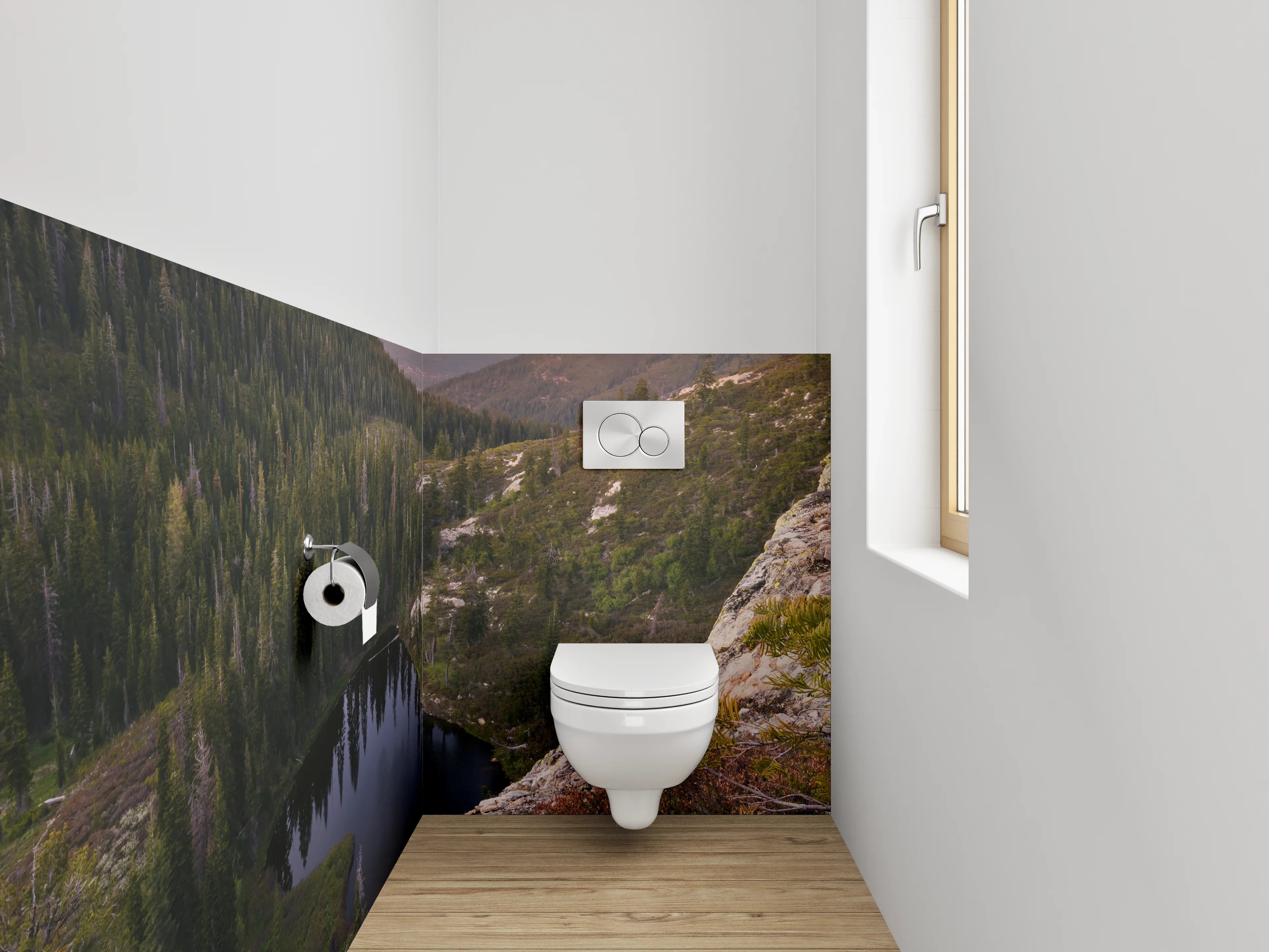 WC-Rückwand - Abendgrau am stillen Gipfelsee