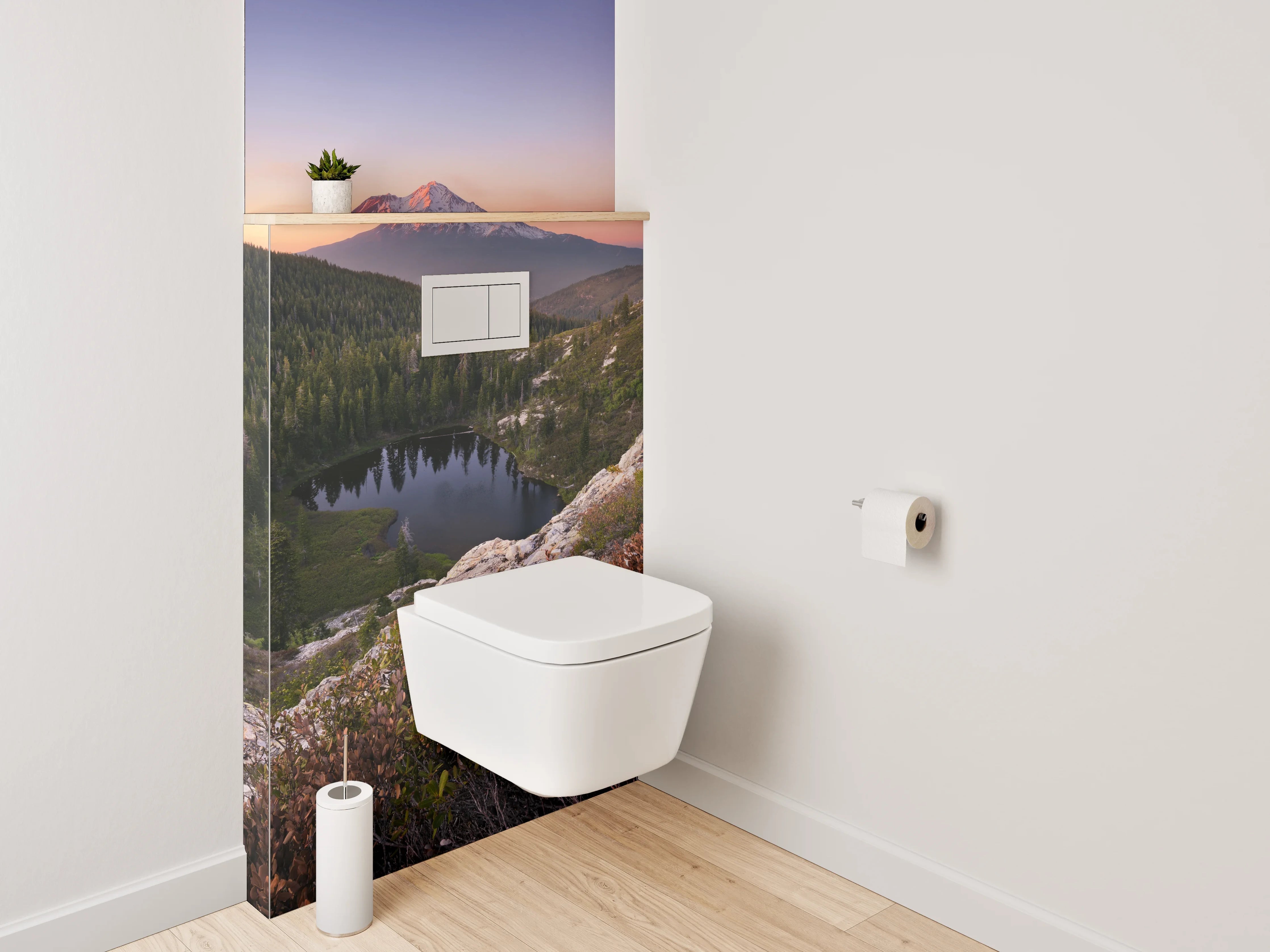 WC-Rückwand - Abendgrau am stillen Gipfelsee