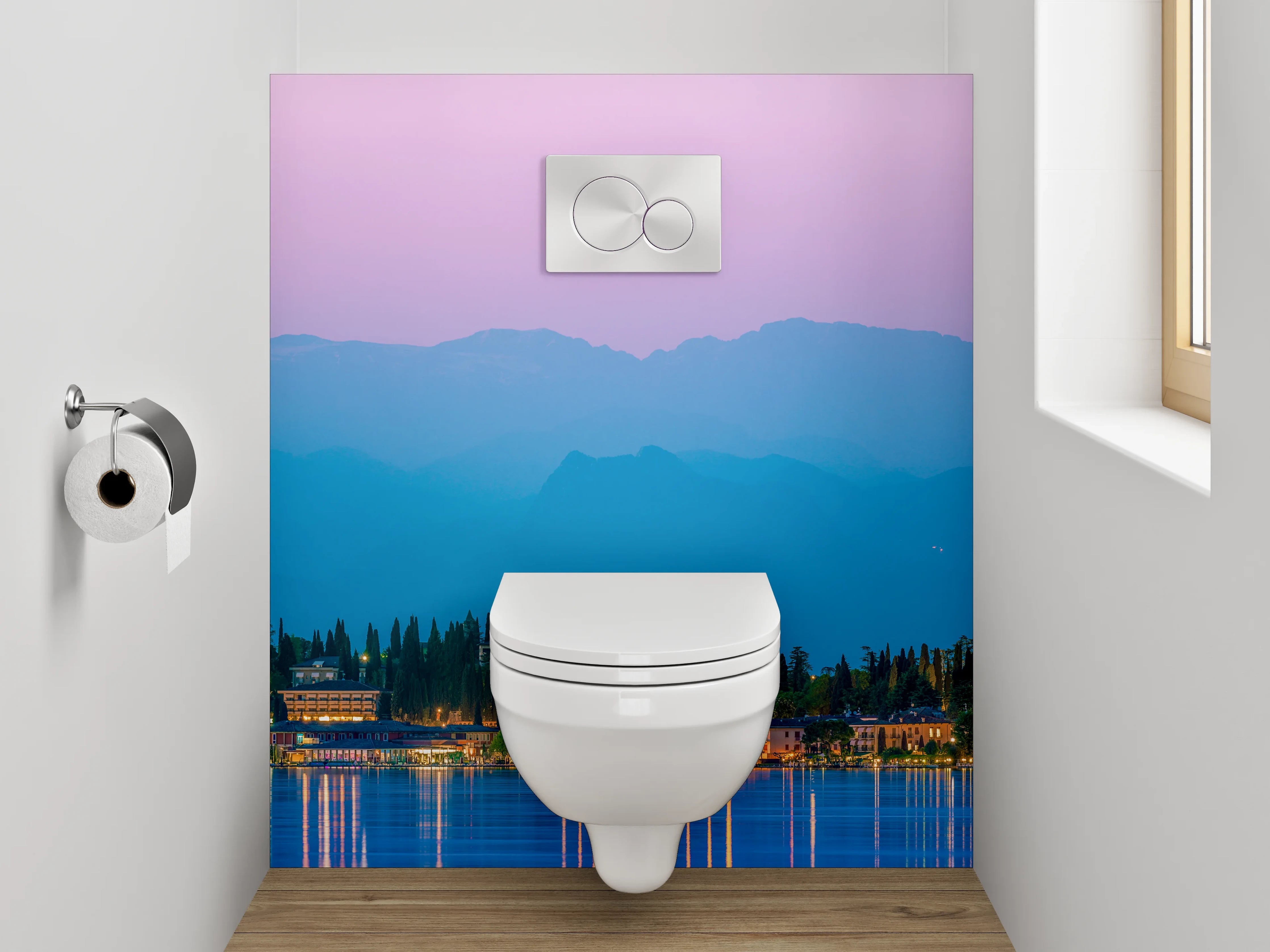 WC-Rückwand - Abendstimmung am Gardasee Panorama