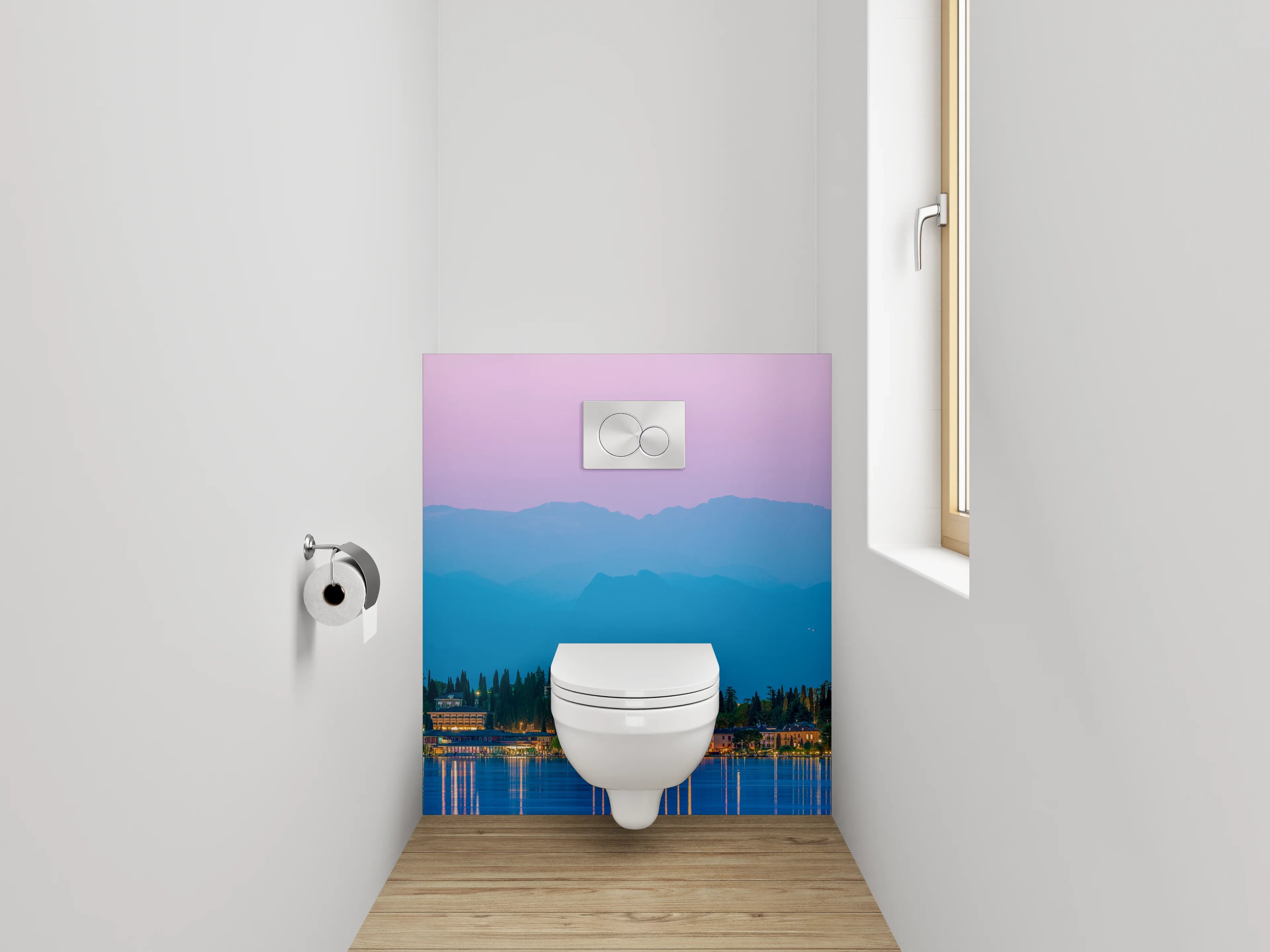 WC-Rückwand - Abendstimmung am Gardasee Panorama