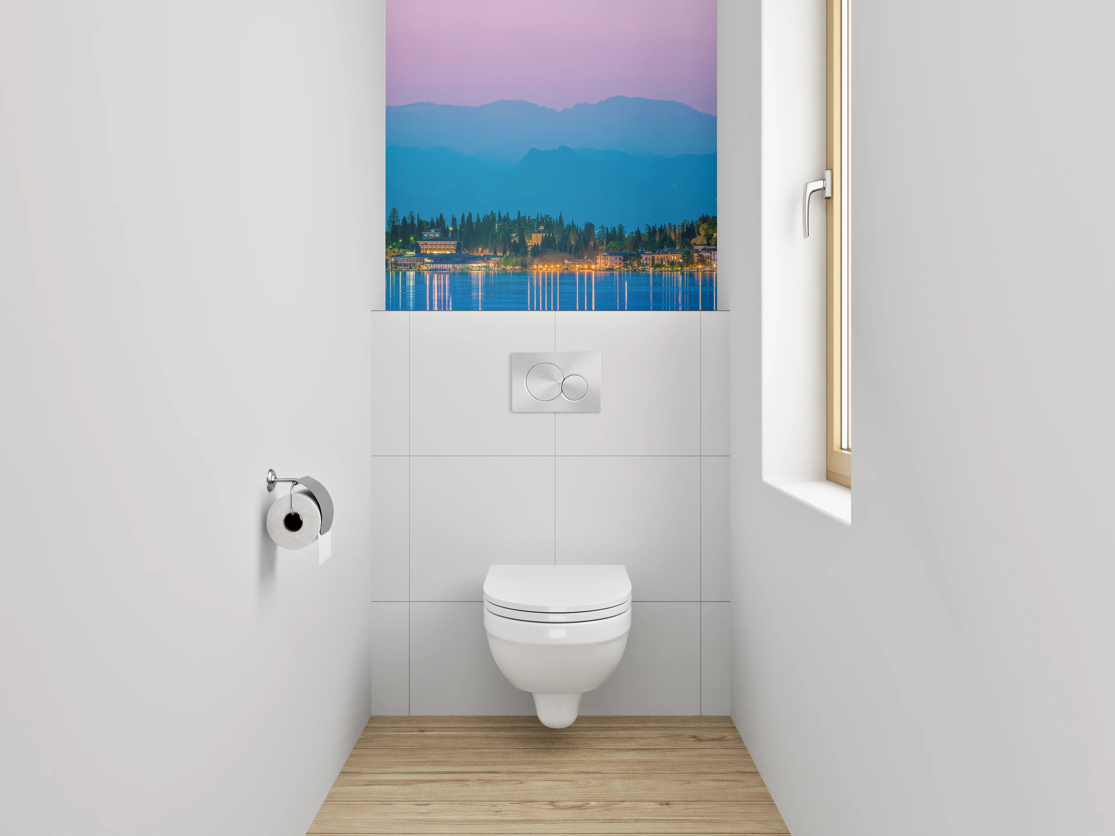 WC-Rückwand - Abendstimmung am Gardasee Panorama