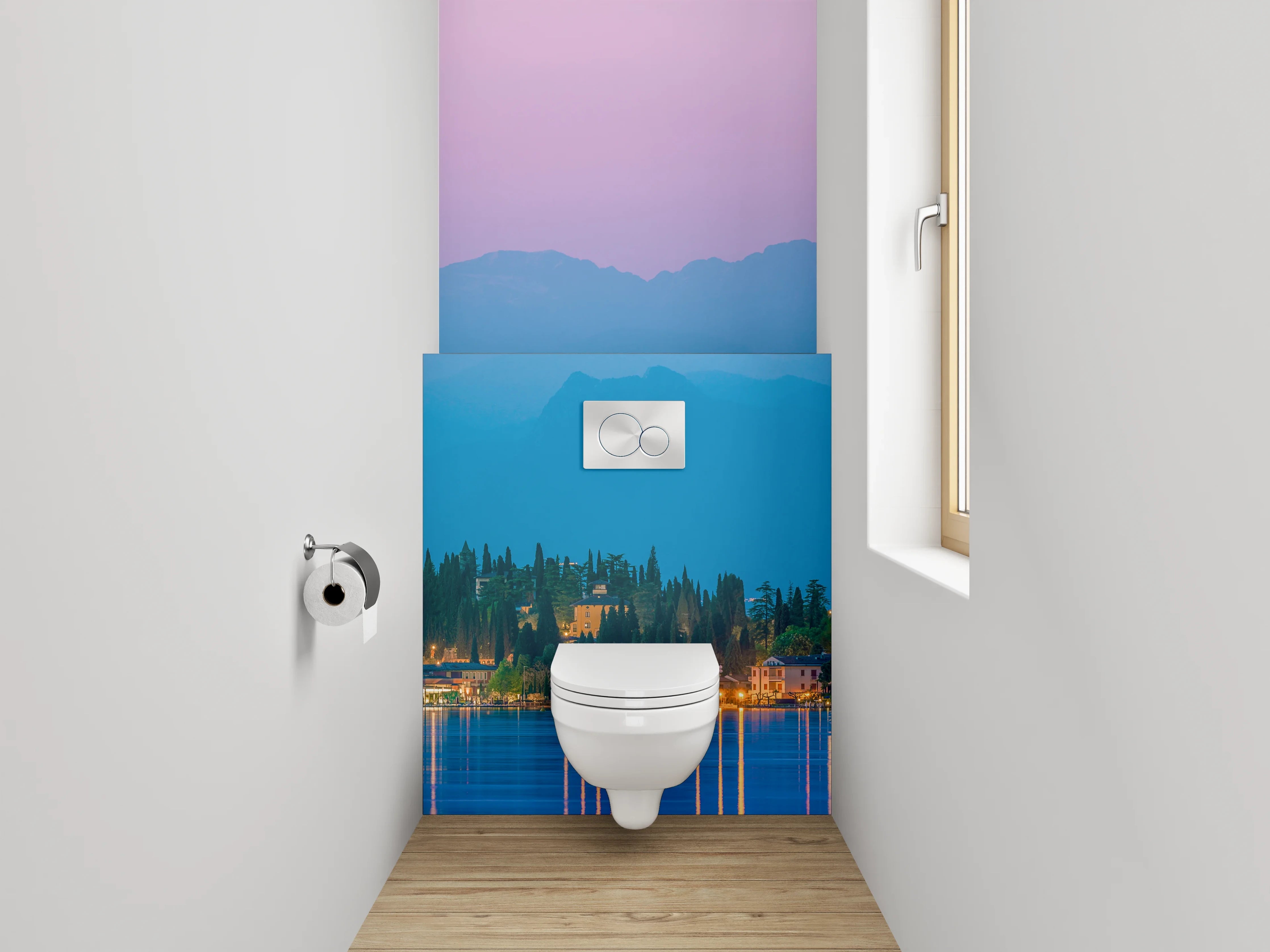 WC-Rückwand - Abendstimmung am Gardasee Panorama