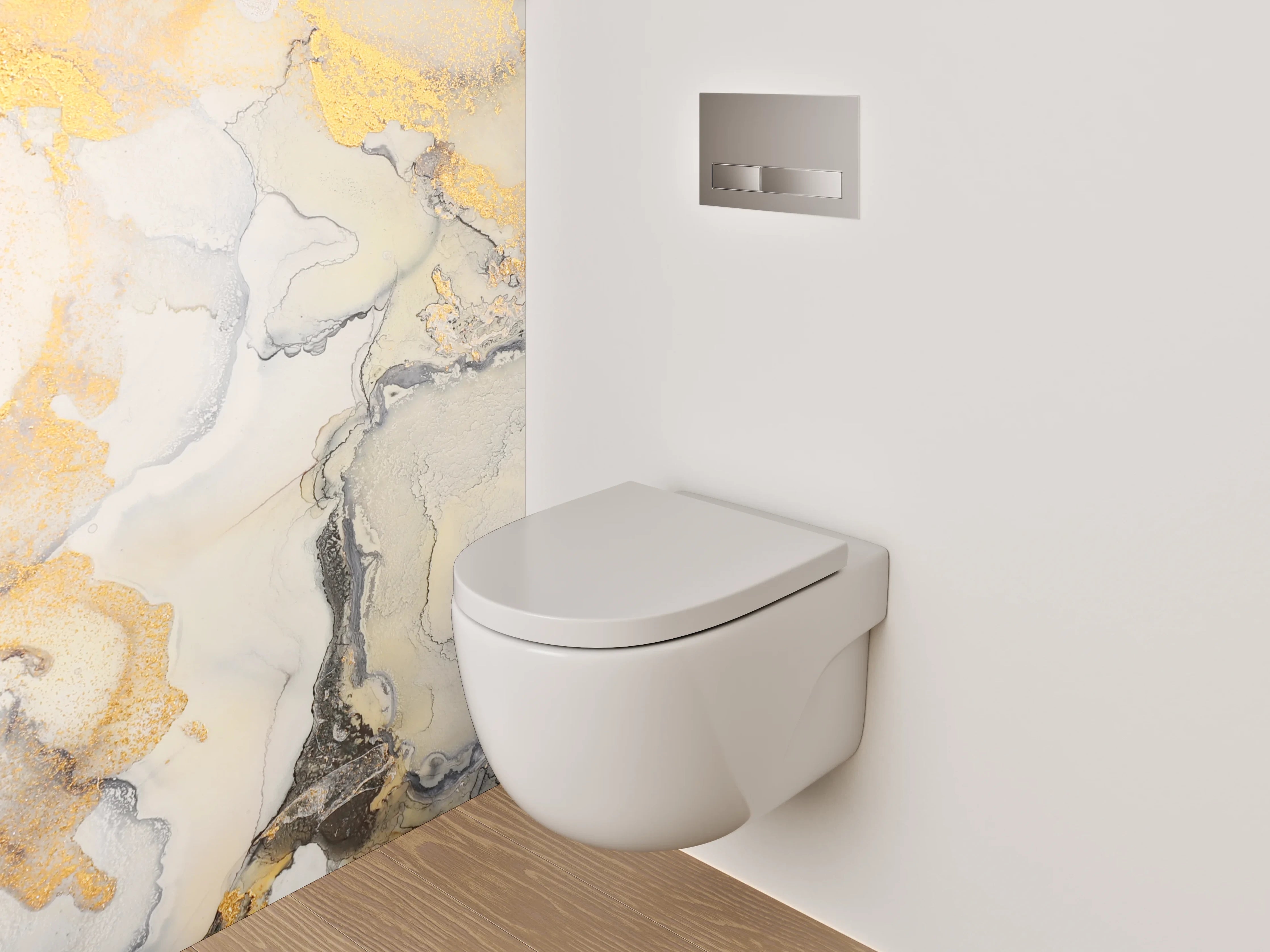 WC-Rückwand - Abstract Aquarell mit Gold-Details