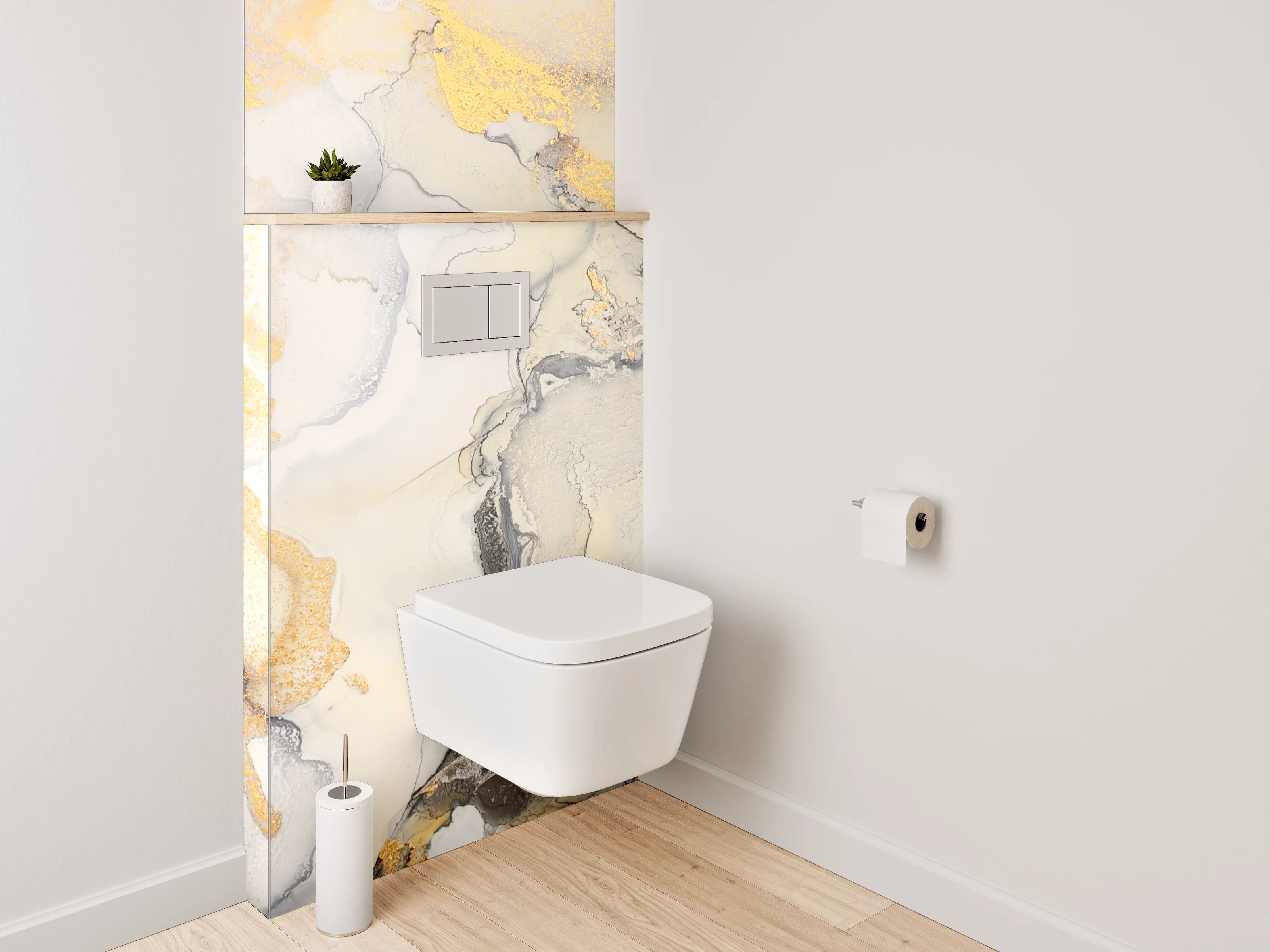 WC-Rückwand - Abstract Aquarell mit Gold-Details