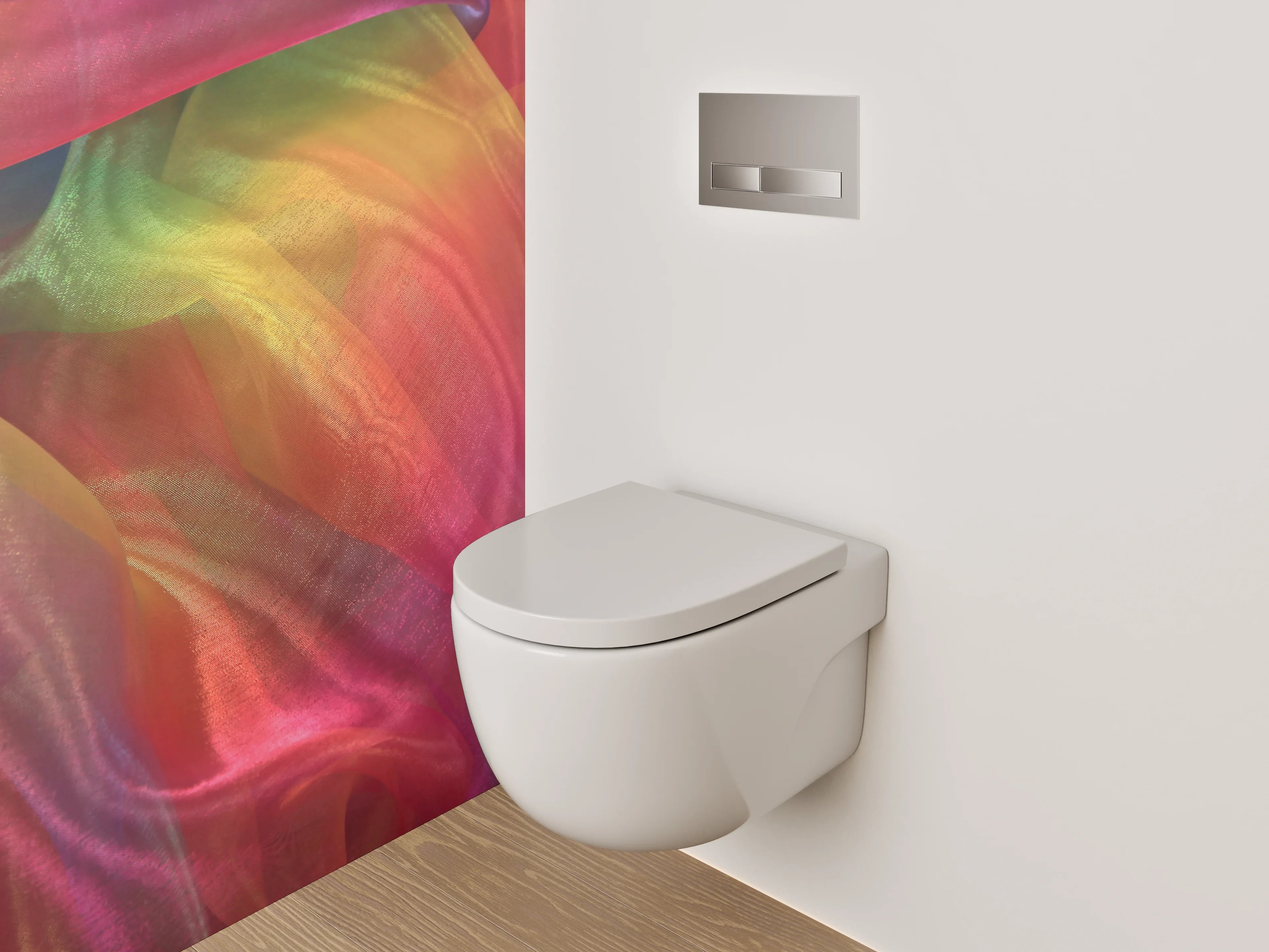 WC-Rückwand - Abstrakt buntes Farbspiel Stoffschleier