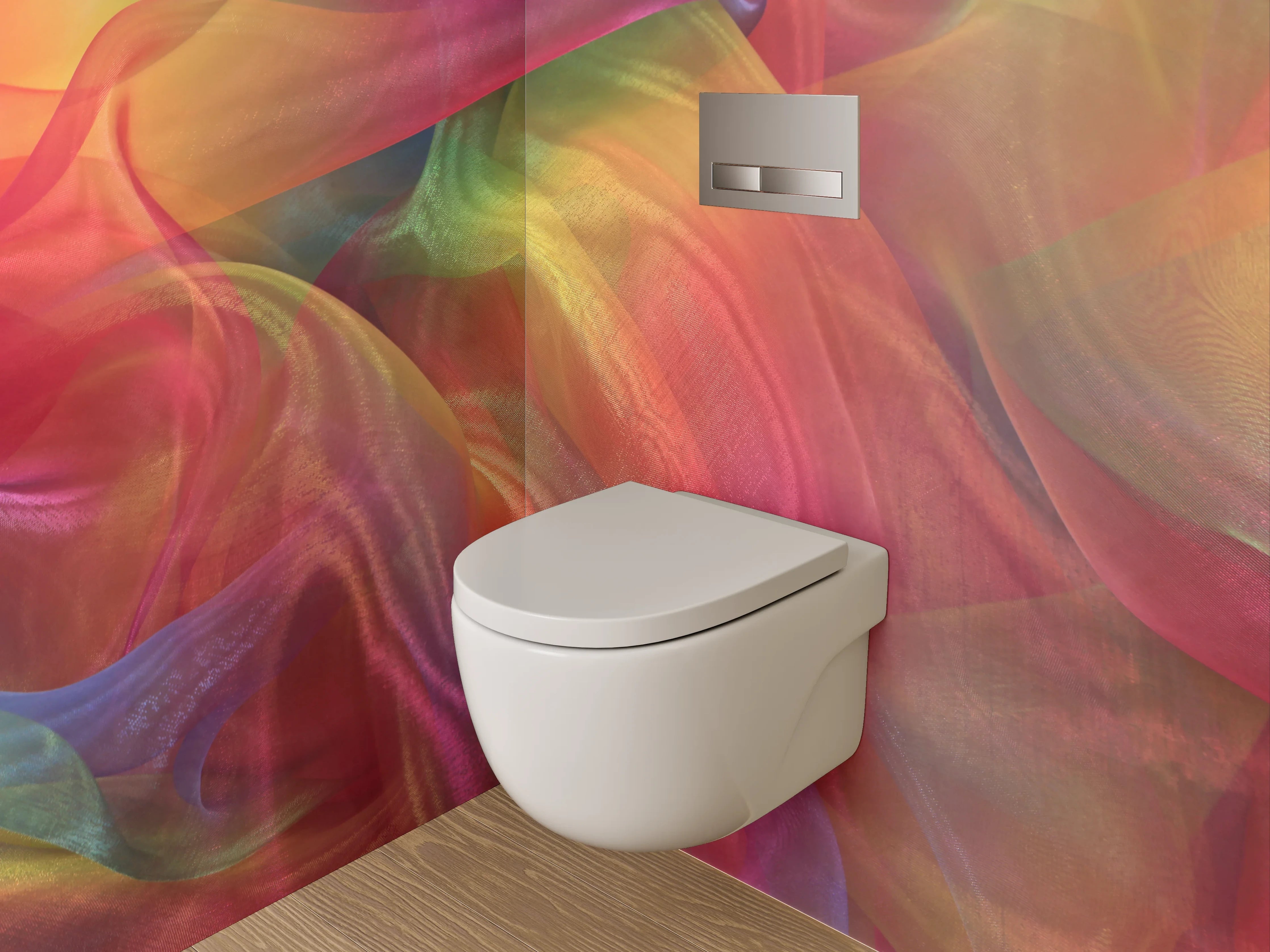 WC-Rückwand - Abstrakt buntes Farbspiel Stoffschleier