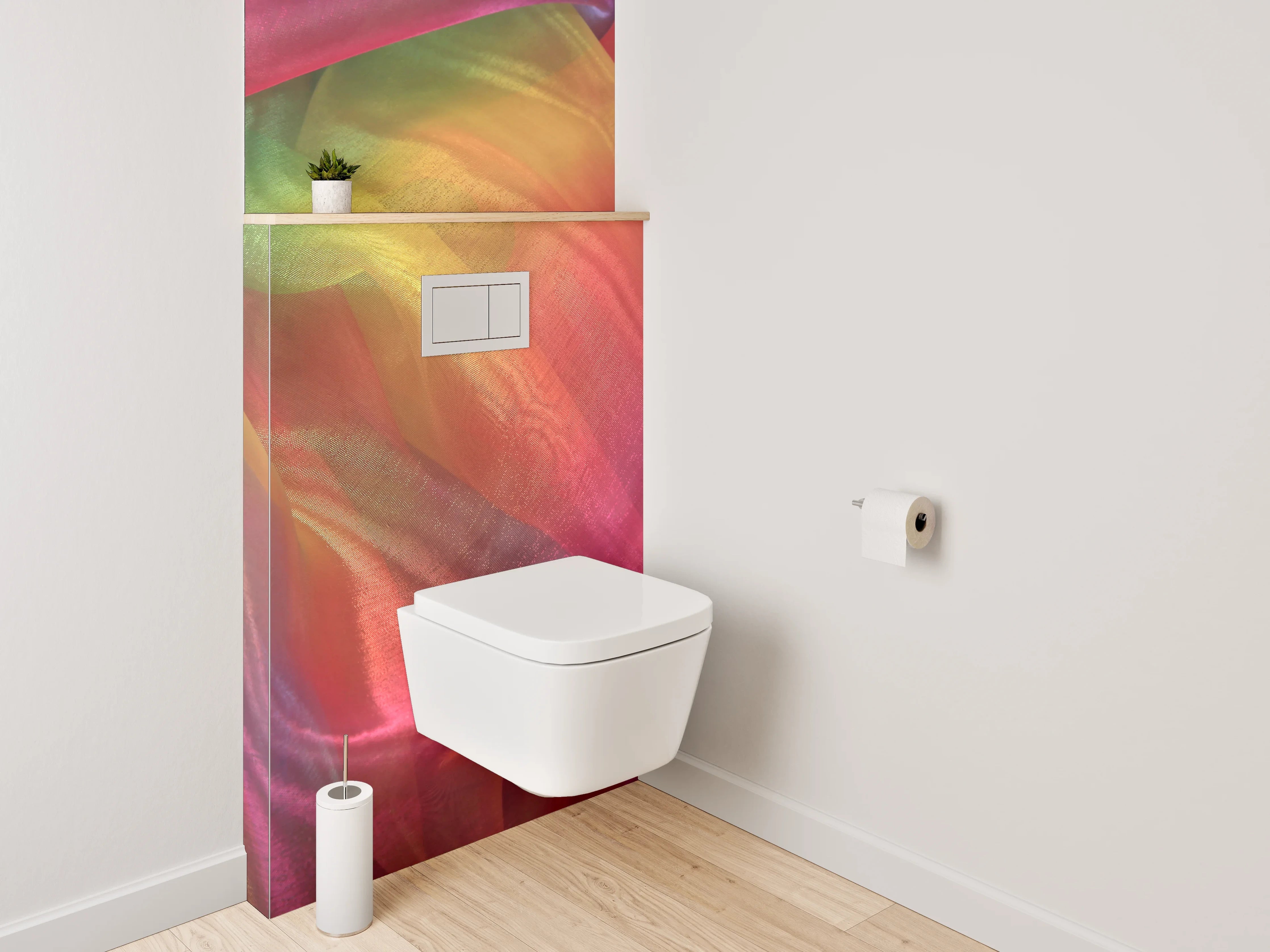WC-Rückwand - Abstrakt buntes Farbspiel Stoffschleier