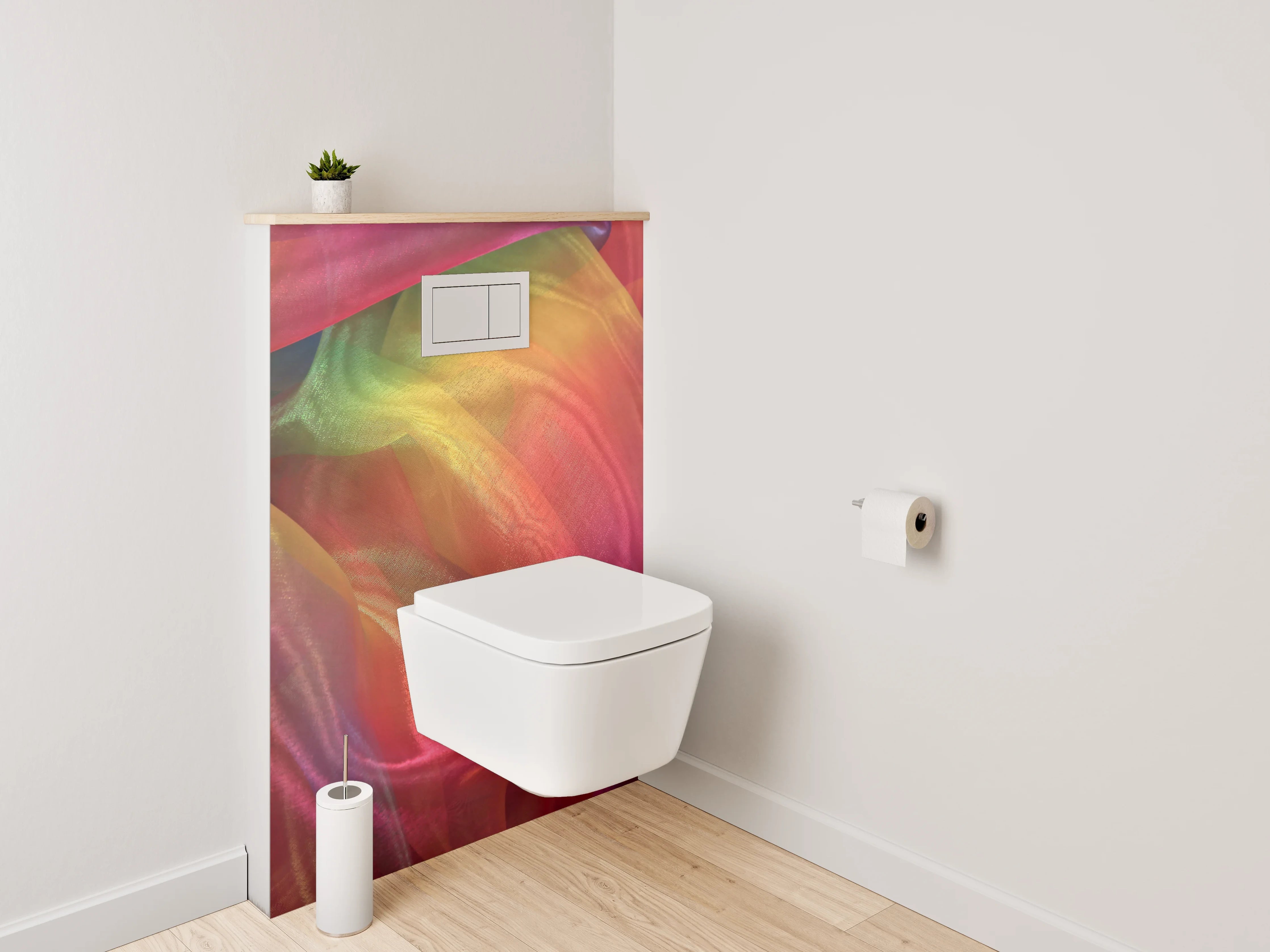 WC-Rückwand - Abstrakt buntes Farbspiel Stoffschleier