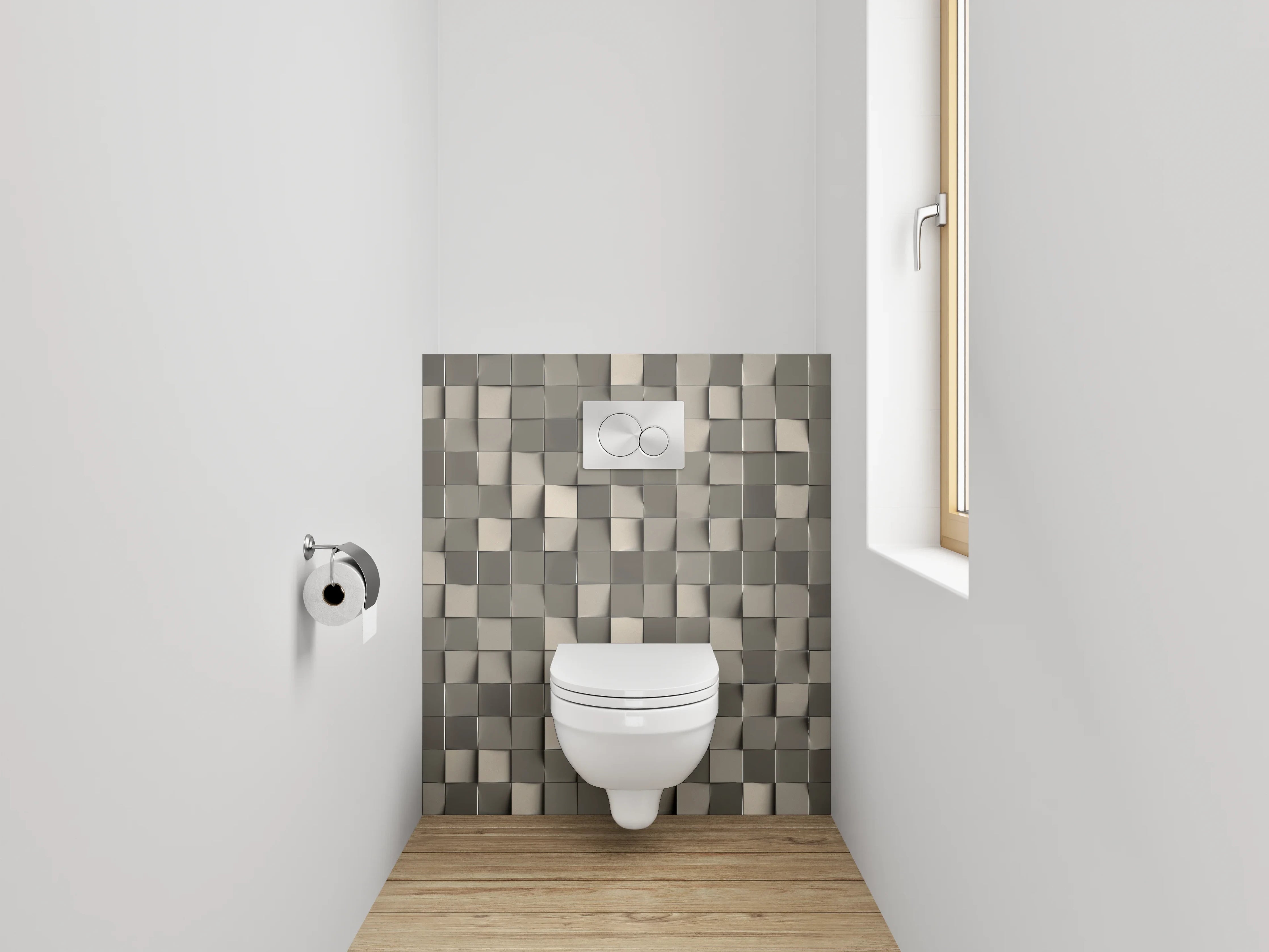 WC-Rückwand - Abstrakte 3D-Mosaik Fliesenoptik Grau