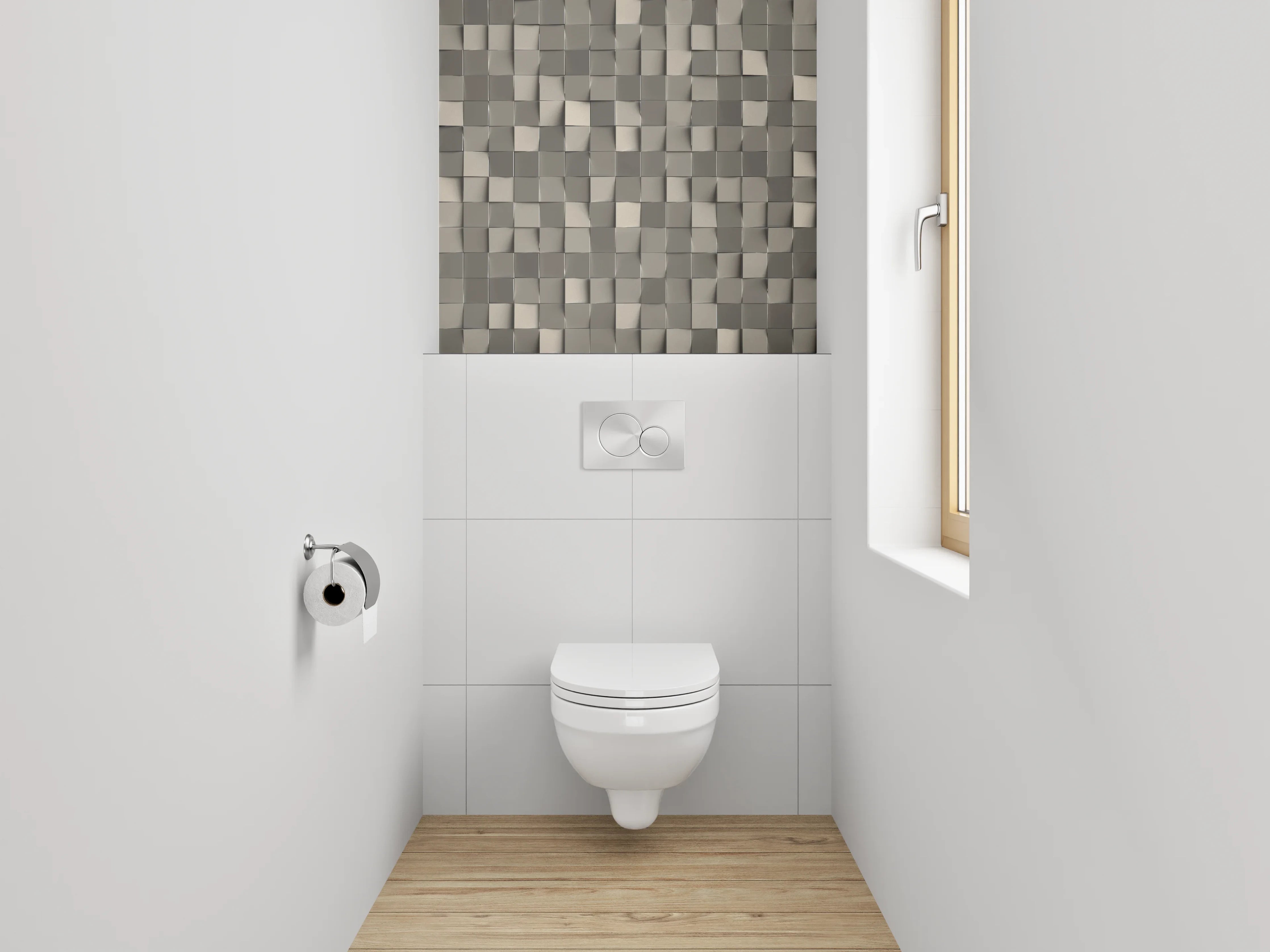 WC-Rückwand - Abstrakte 3D-Mosaik Fliesenoptik Grau