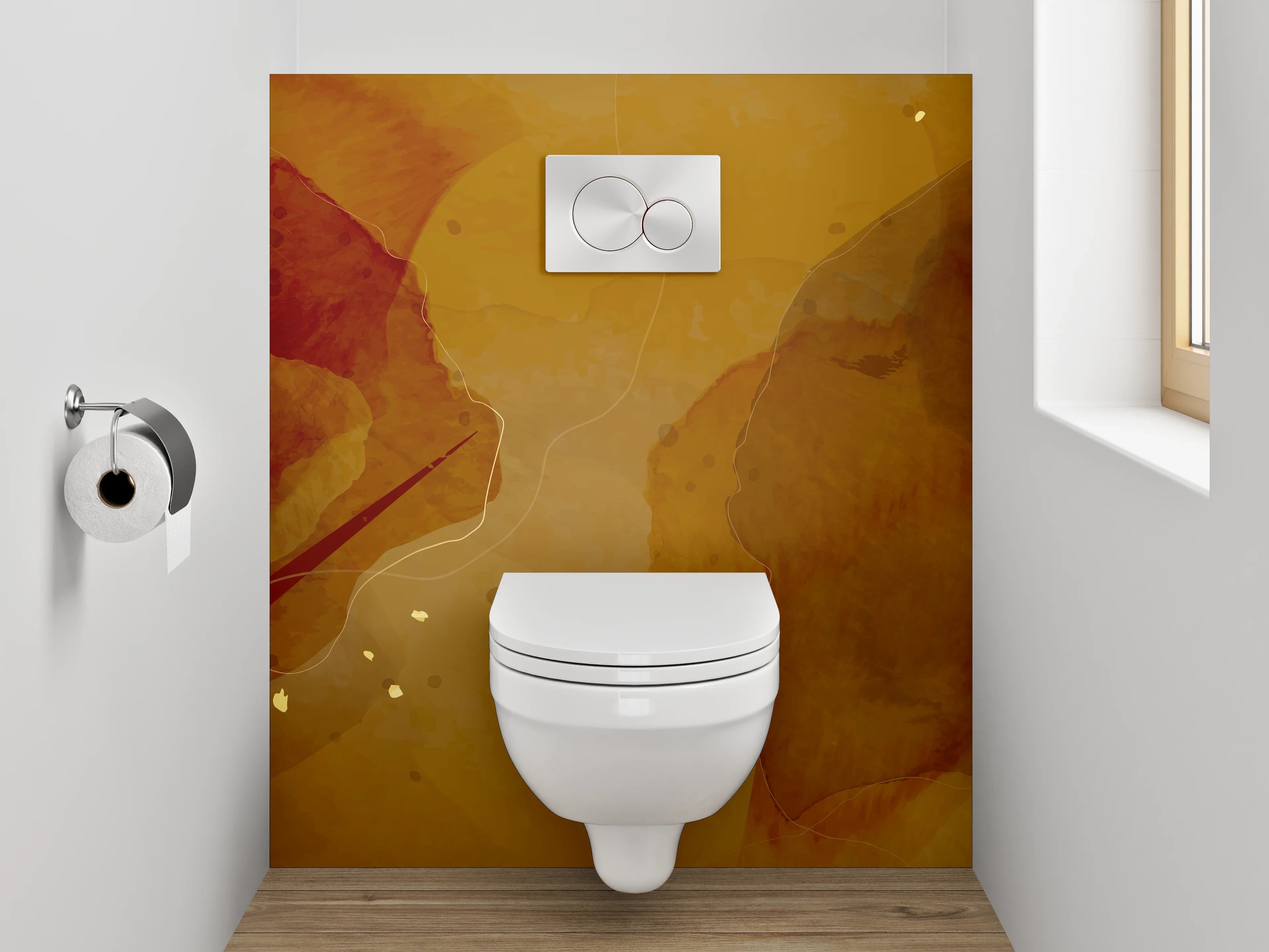 WC-Rückwand - Abstrakte Aquarell-Braun-Beige Wandkunst