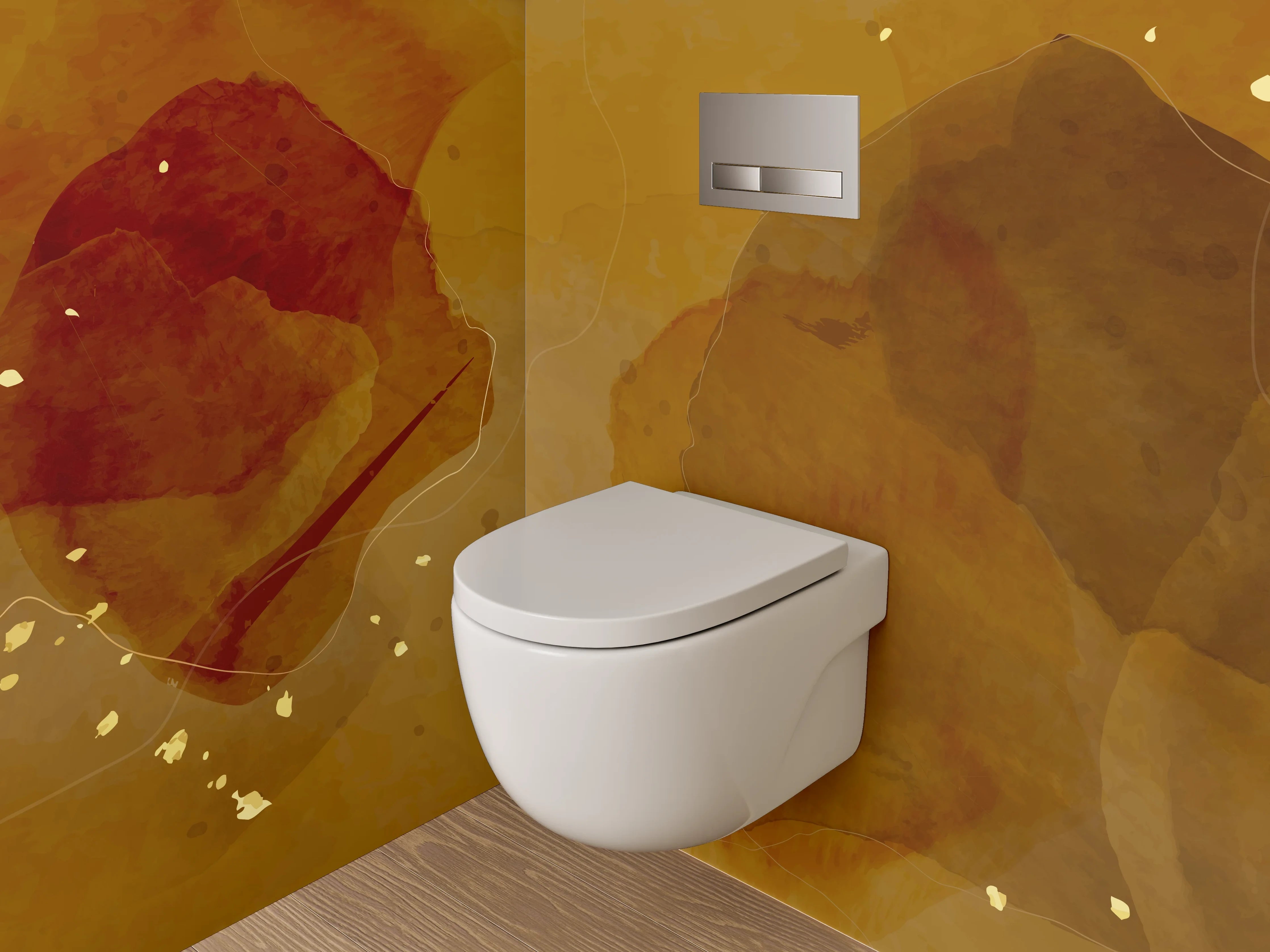WC-Rückwand - Abstrakte Aquarell-Braun-Beige Wandkunst