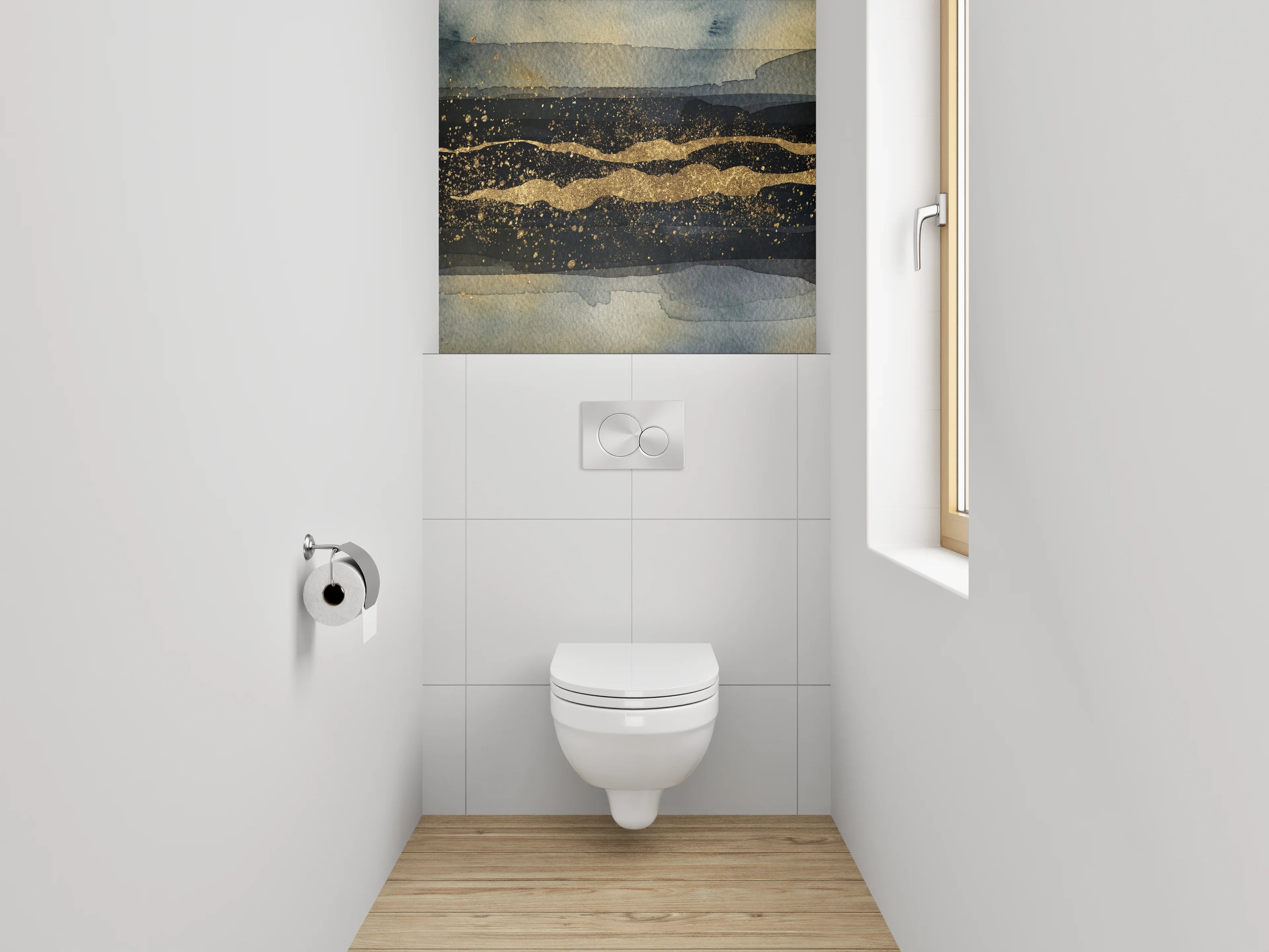 WC-Rückwand - Abstrakte Aquarell-Gold Struktur