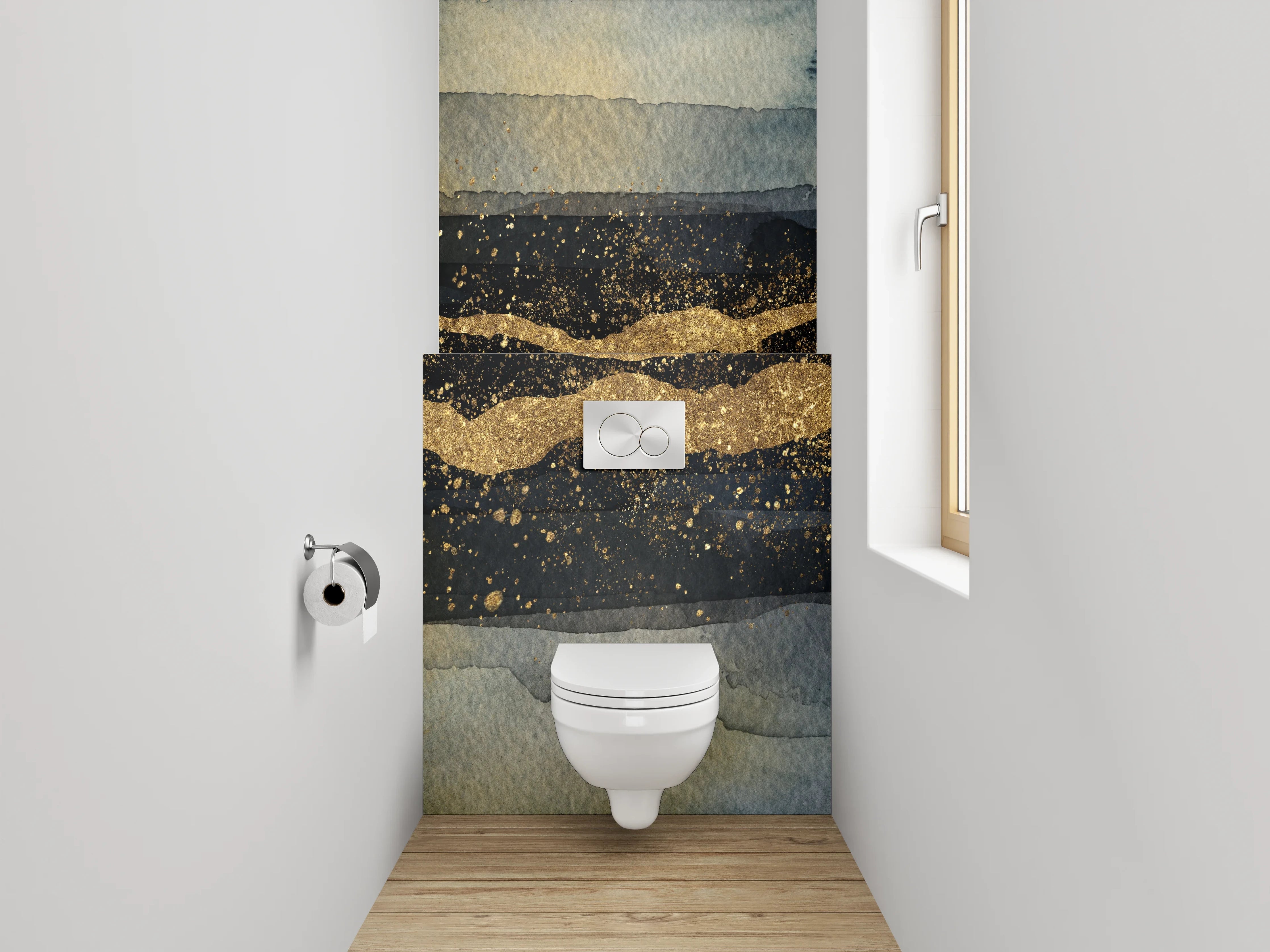 WC-Rückwand - Abstrakte Aquarell-Gold Struktur