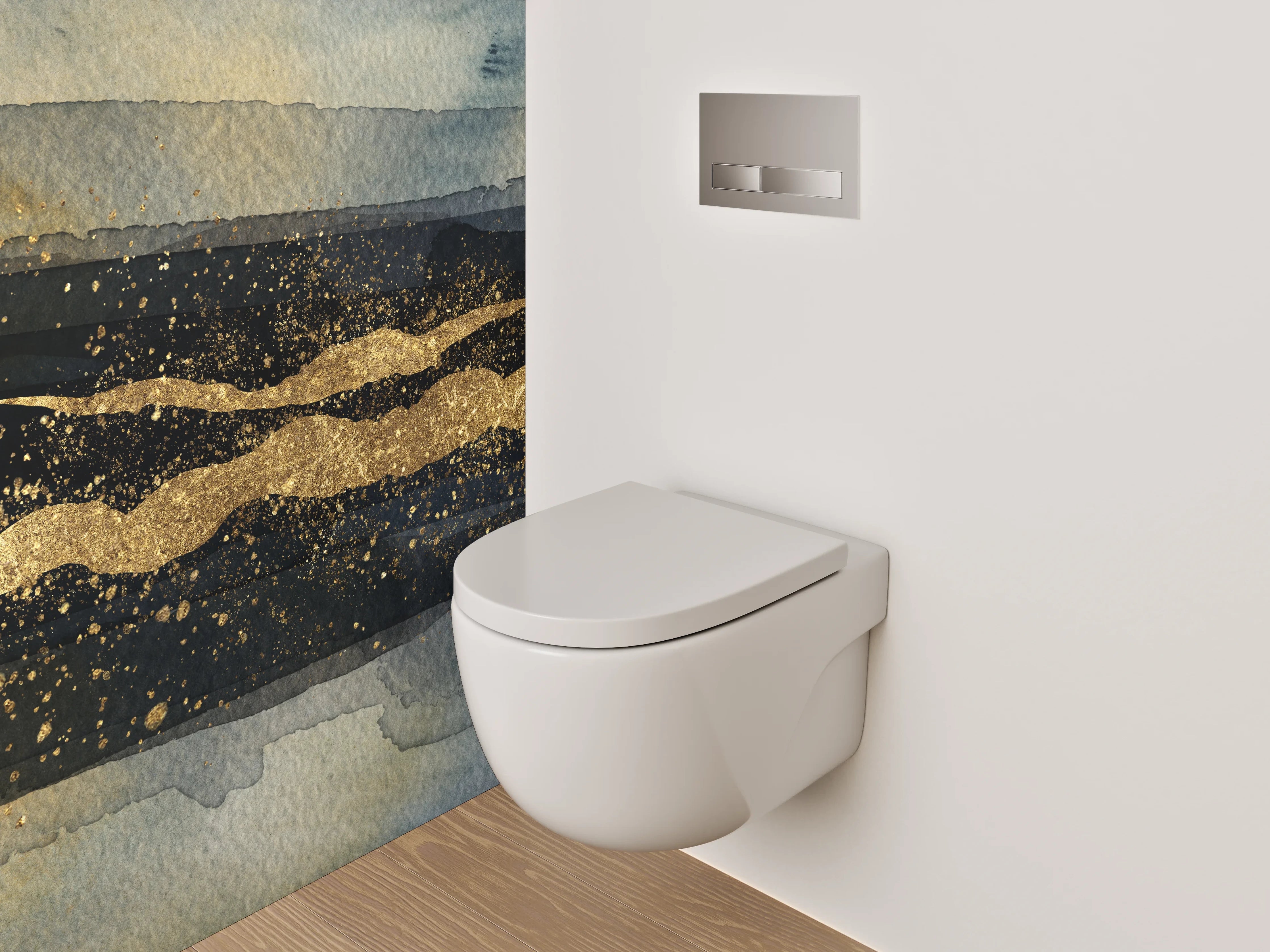 WC-Rückwand - Abstrakte Aquarell-Gold Struktur