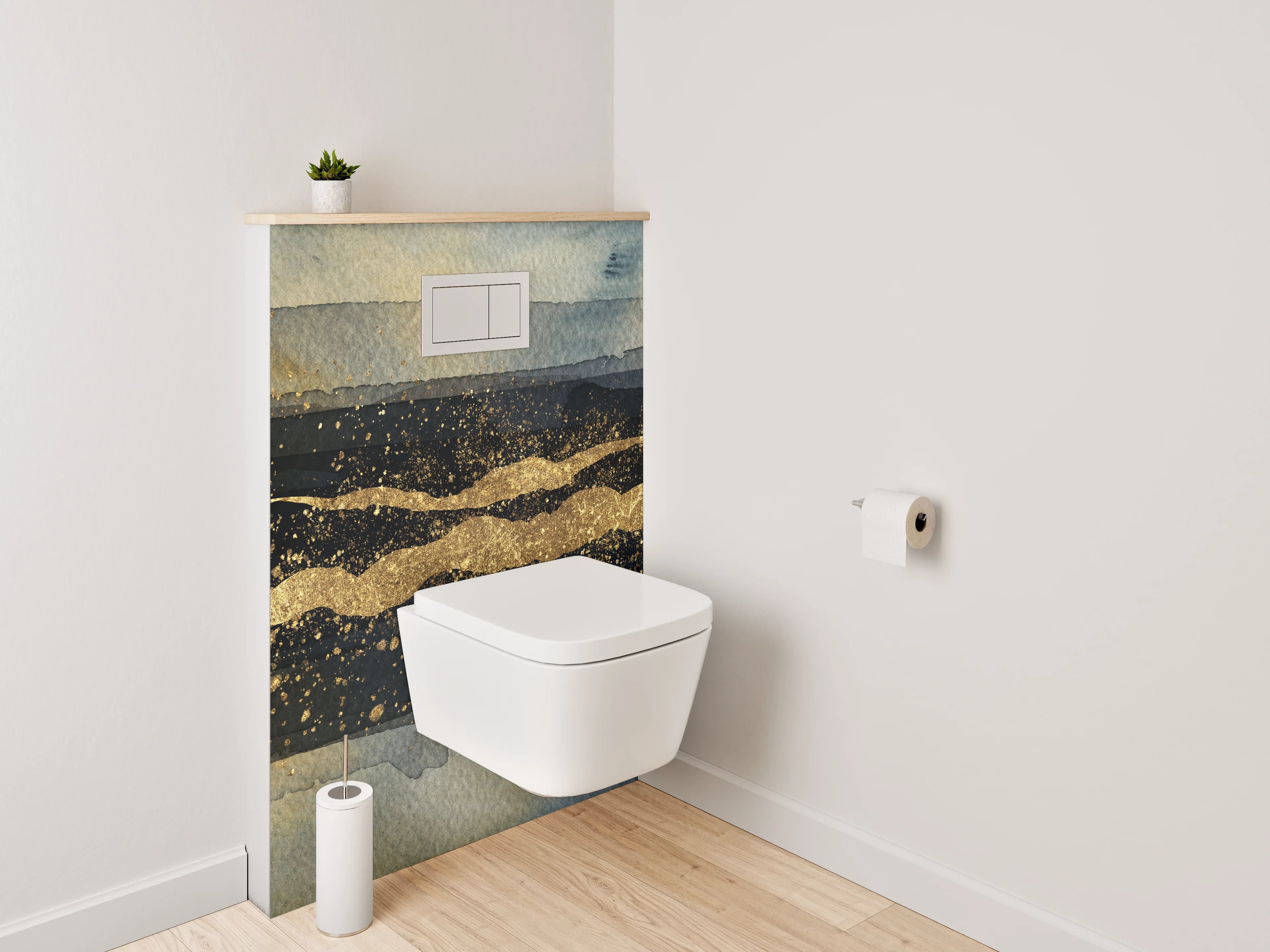 WC-Rückwand - Abstrakte Aquarell-Gold Struktur