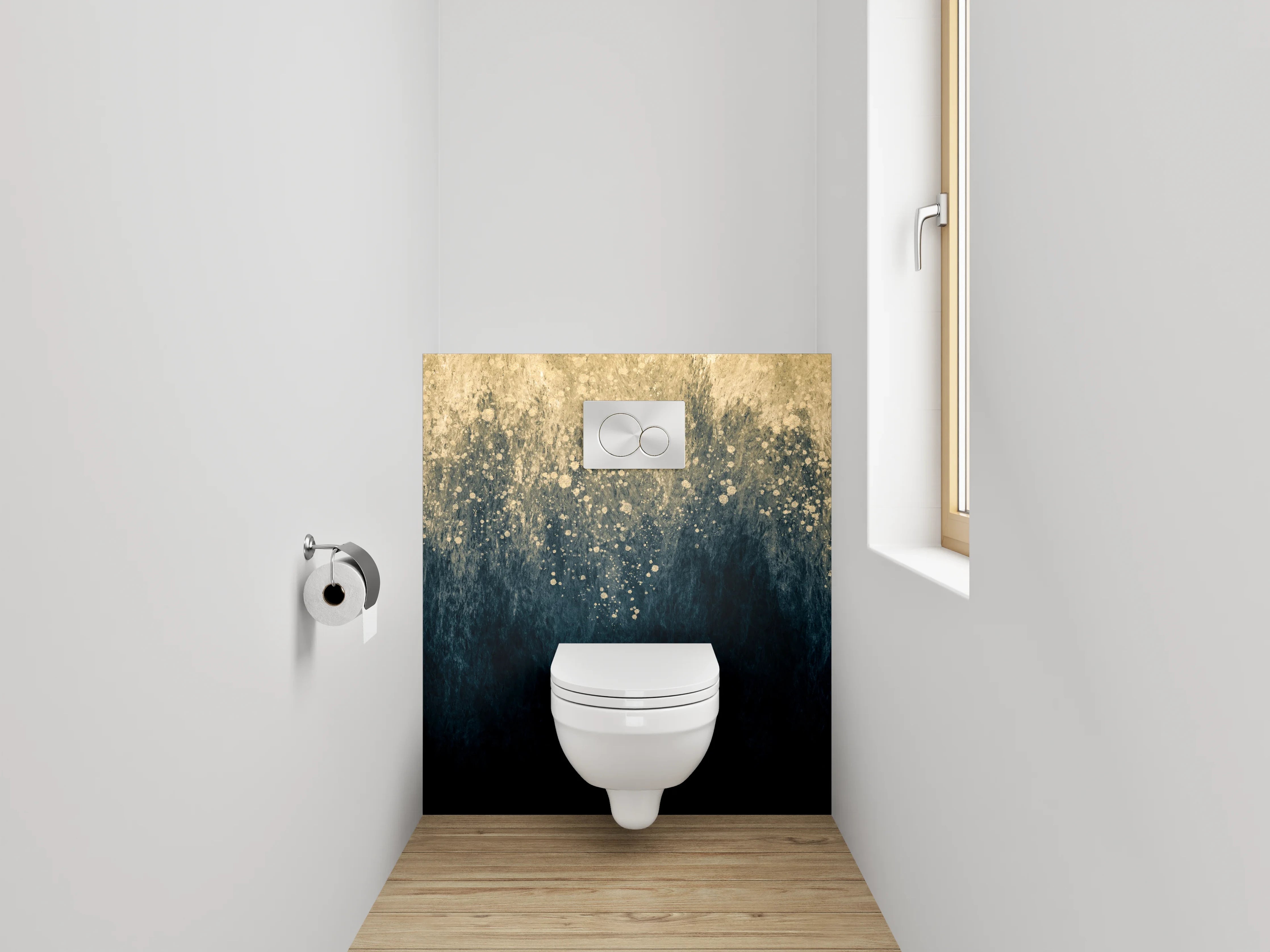 WC-Rückwand - Abstrakte Aquarell-Gold-Textur
