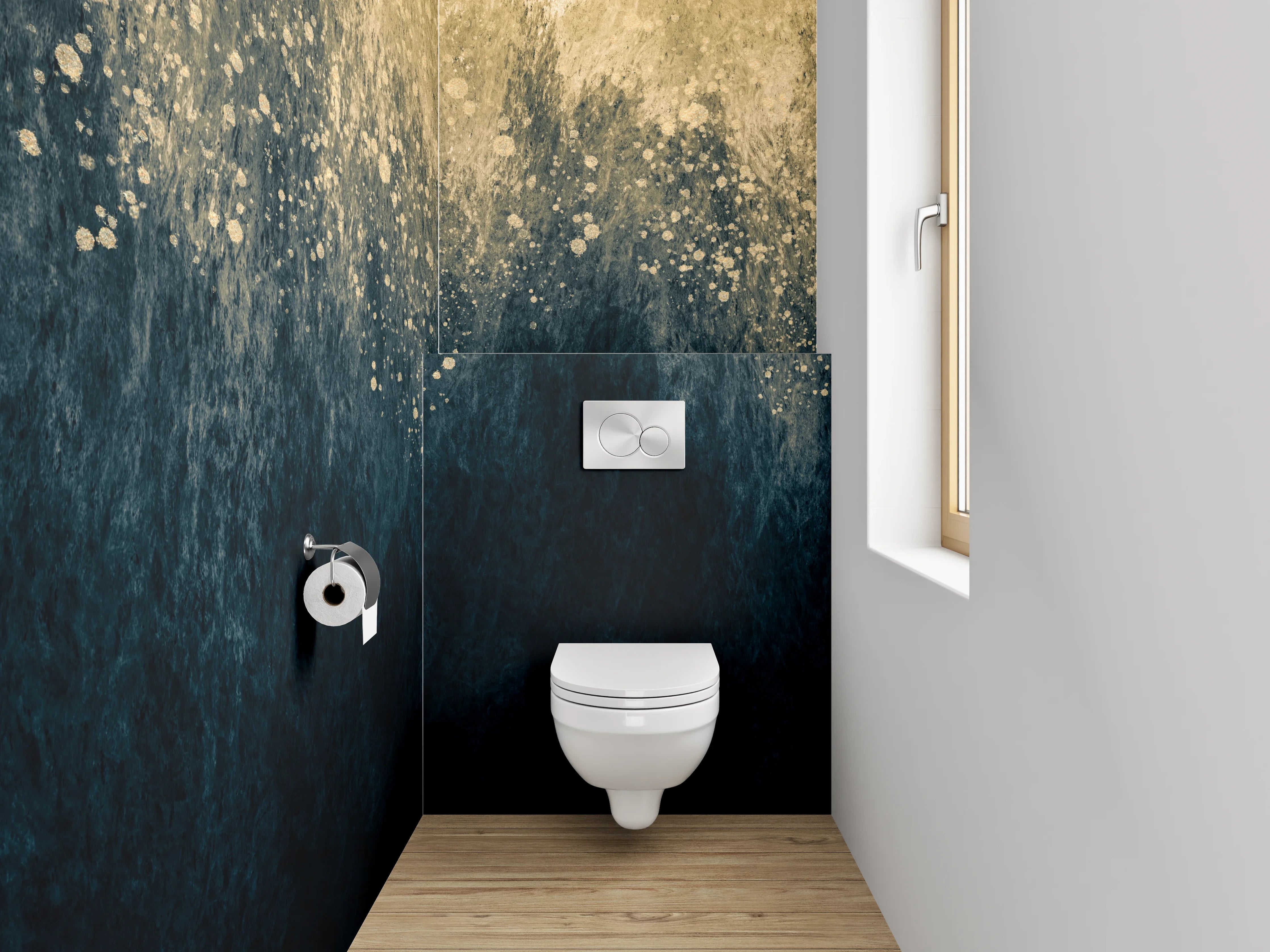 WC-Rückwand - Abstrakte Aquarell-Gold-Textur