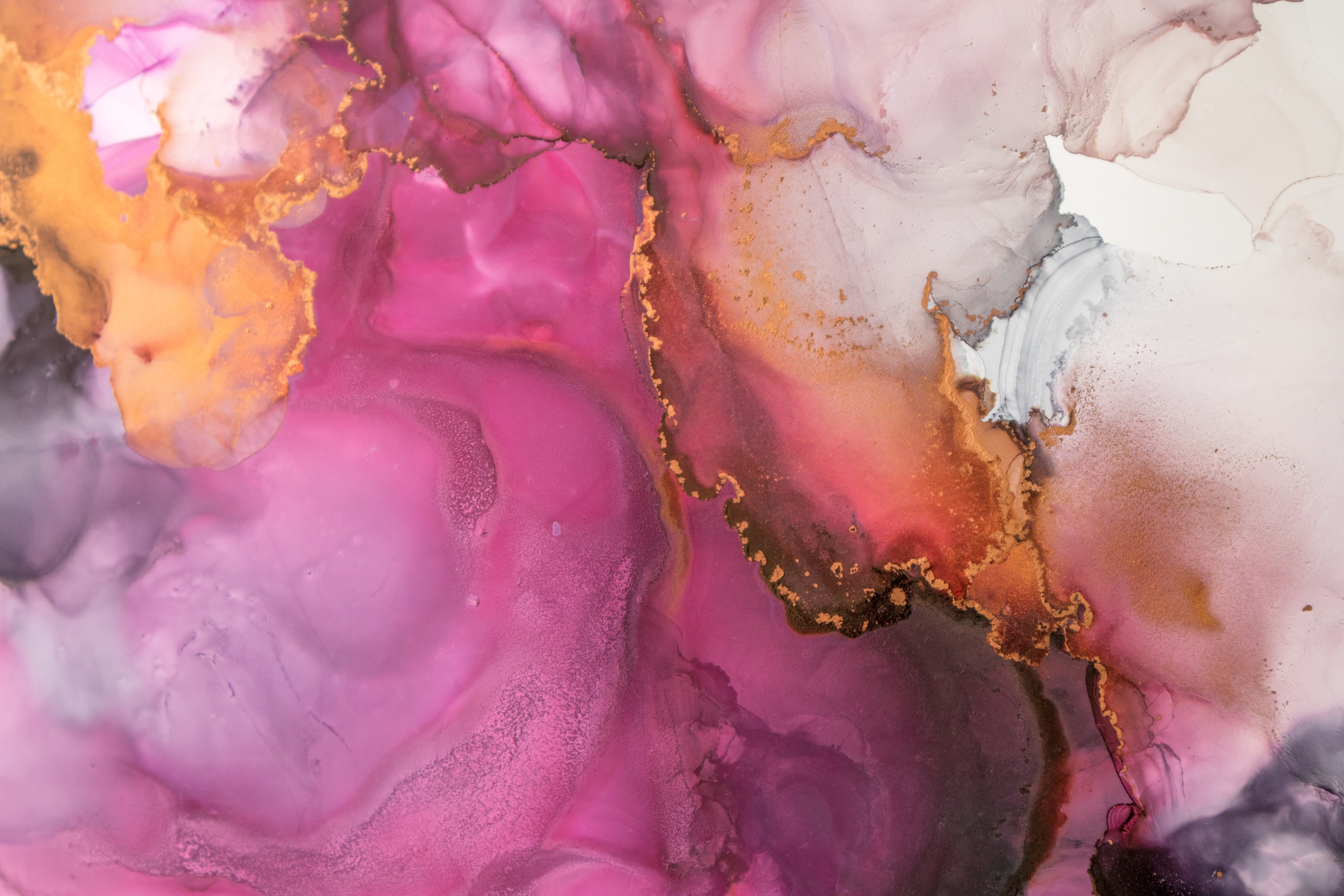 WC-Rückwand-Abstrakte Aquarell-Kunst in Pink und Gold