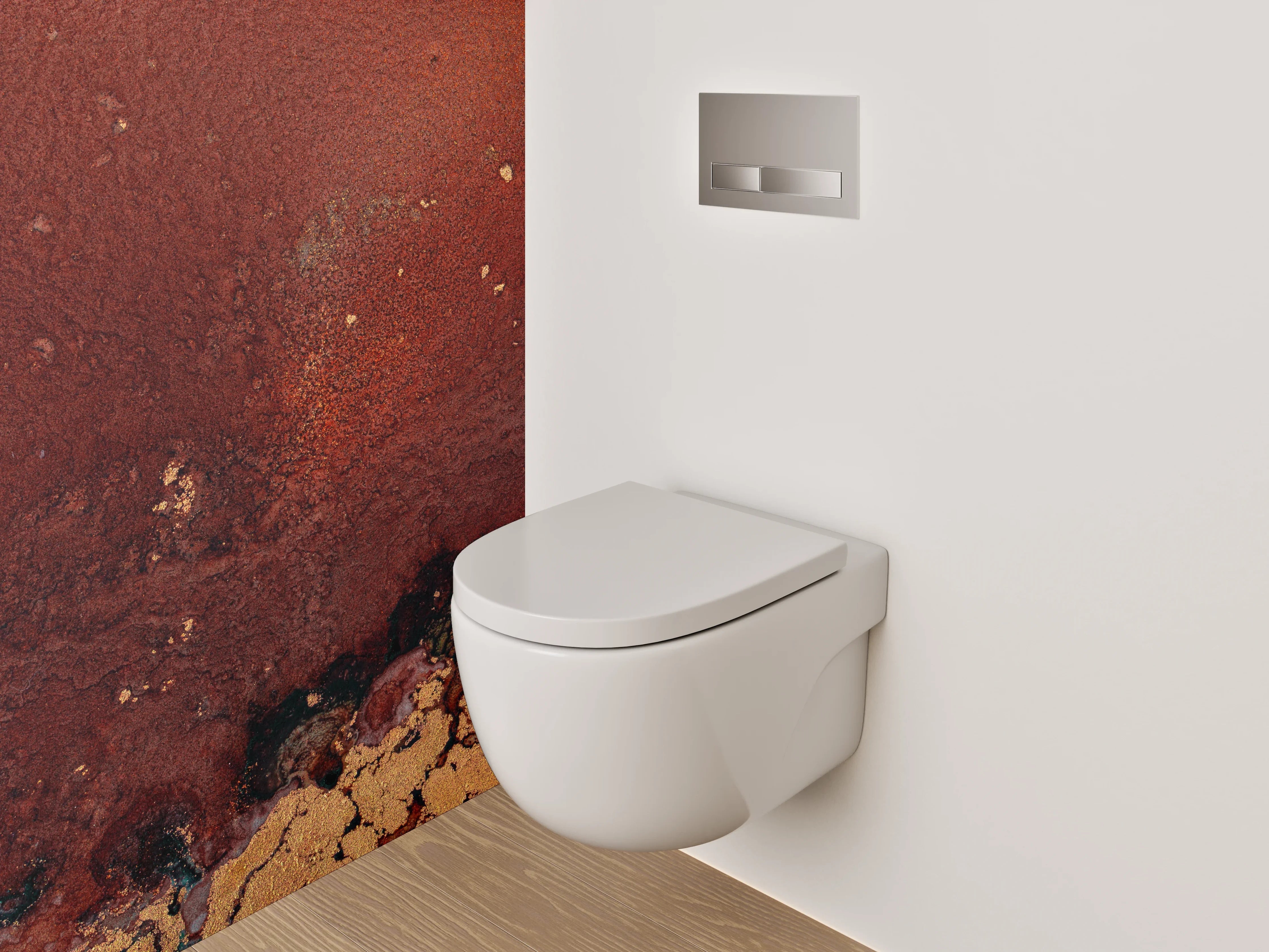 WC-Rückwand - Abstrakte Aquarell-Kunst in warmen Tönen