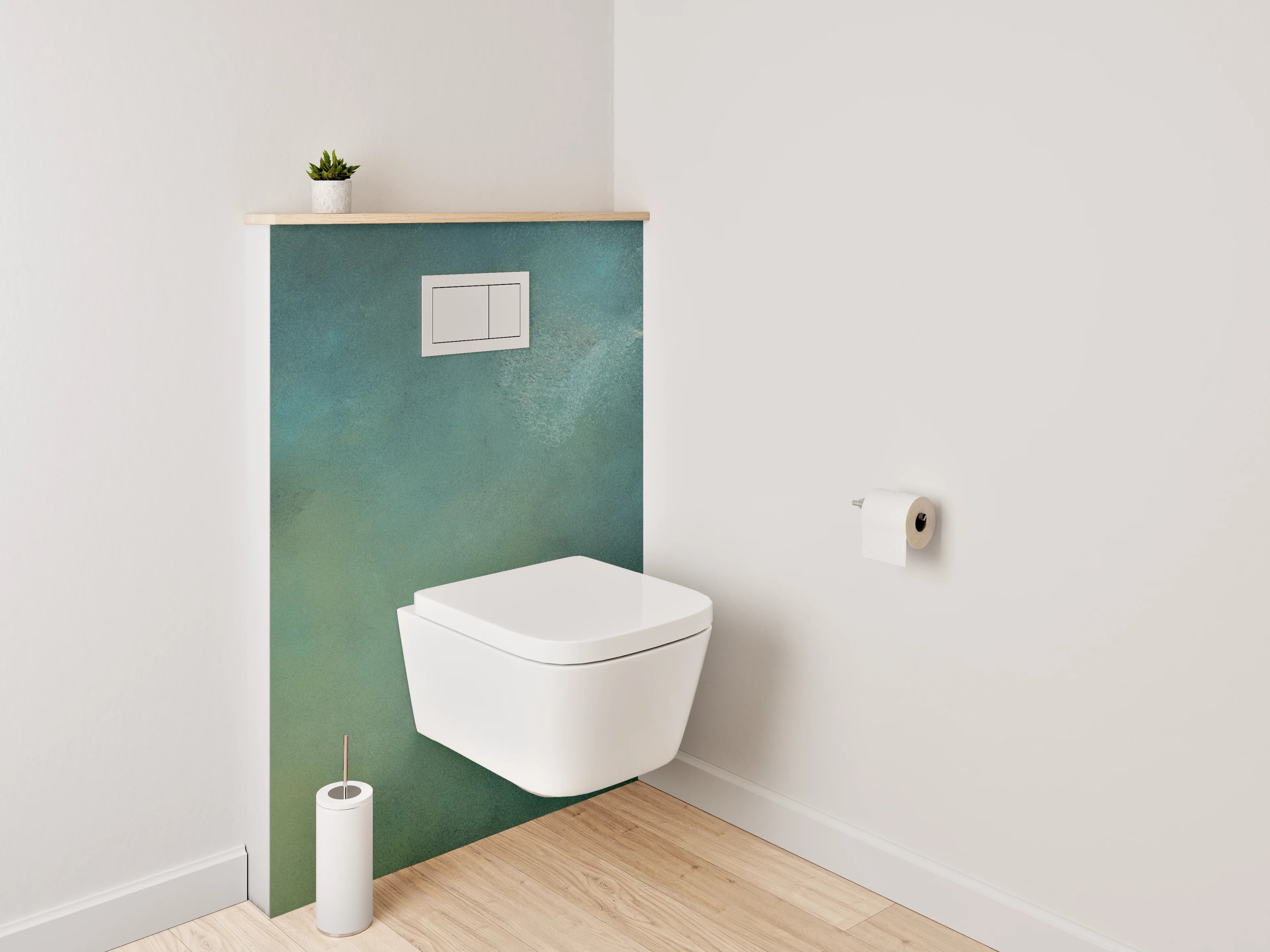 WC-Rückwand - Abstrakte Aquarell-Struktur in Grün und Blau