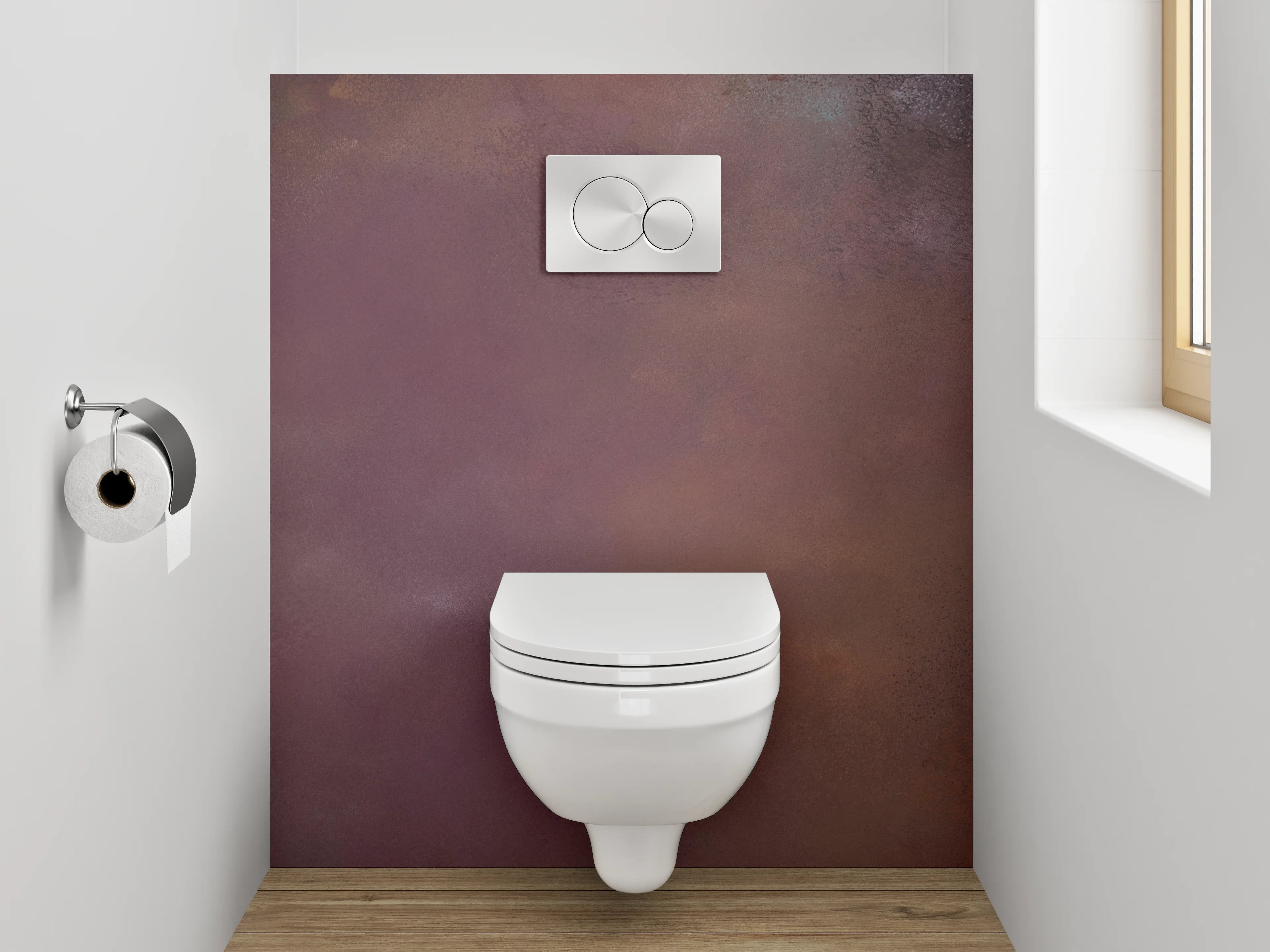 WC-Rückwand - Abstrakte Aquarell-Struktur in Violett und Braun