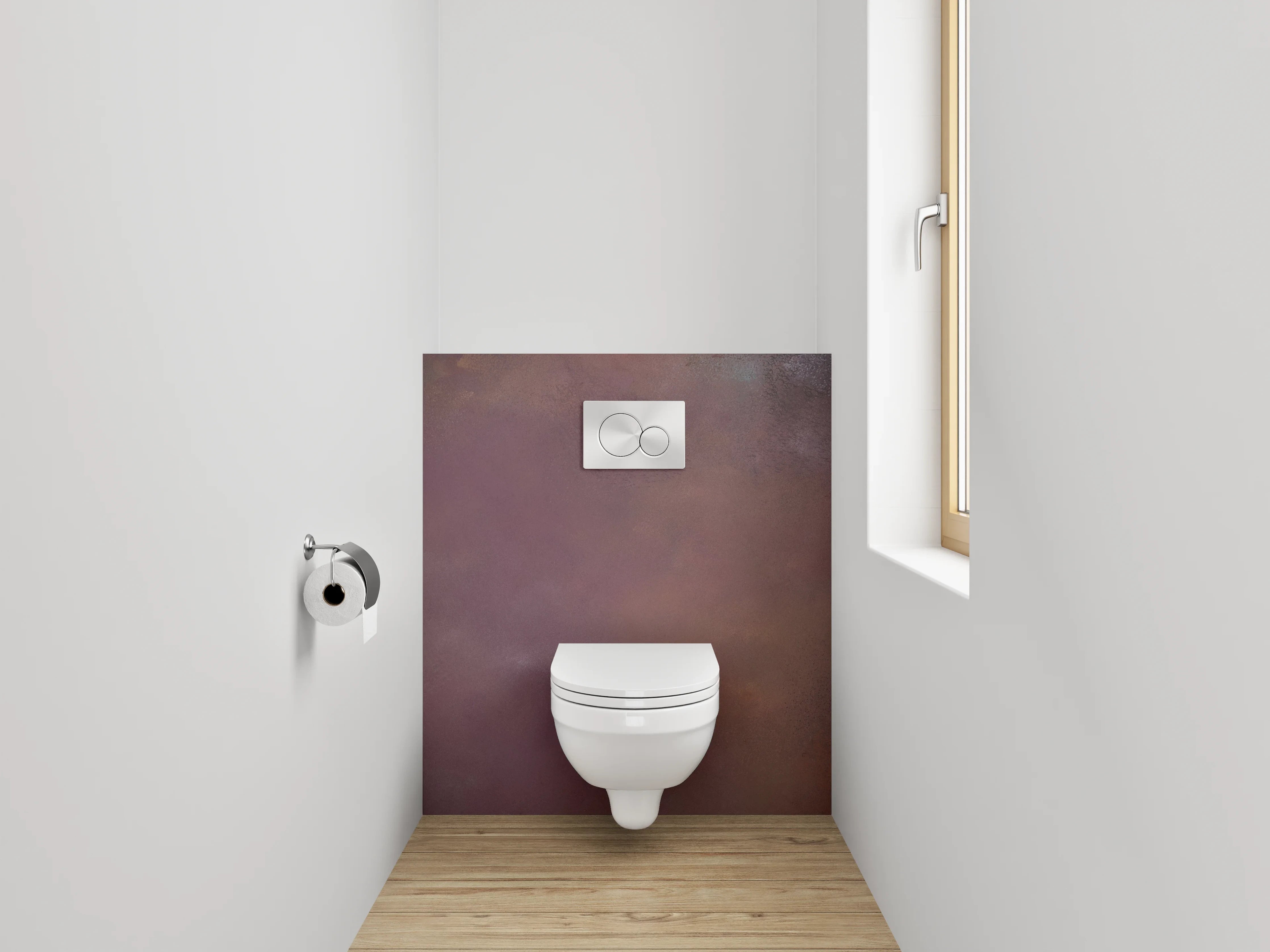 WC-Rückwand - Abstrakte Aquarell-Struktur in Violett und Braun