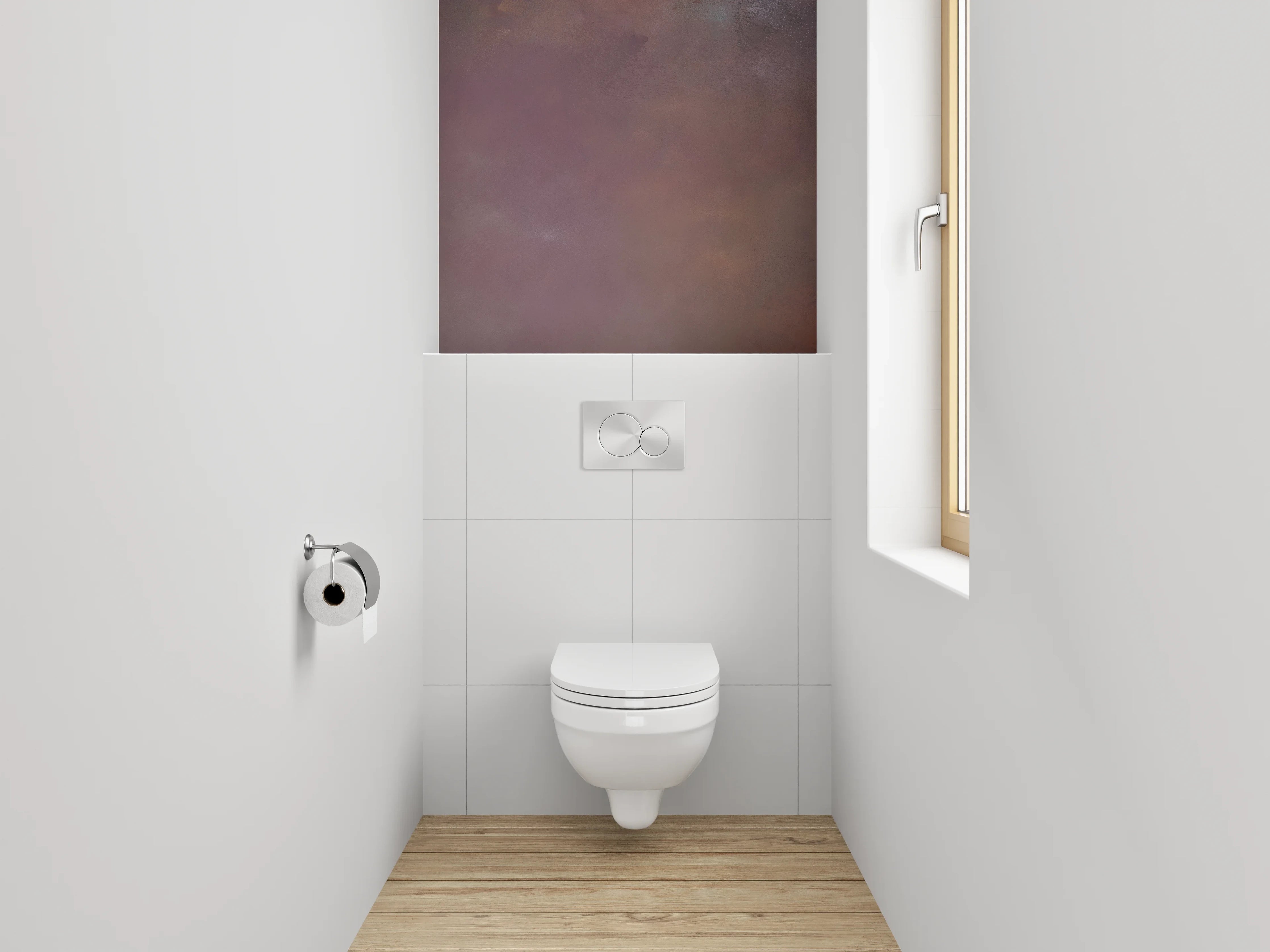 WC-Rückwand - Abstrakte Aquarell-Struktur in Violett und Braun