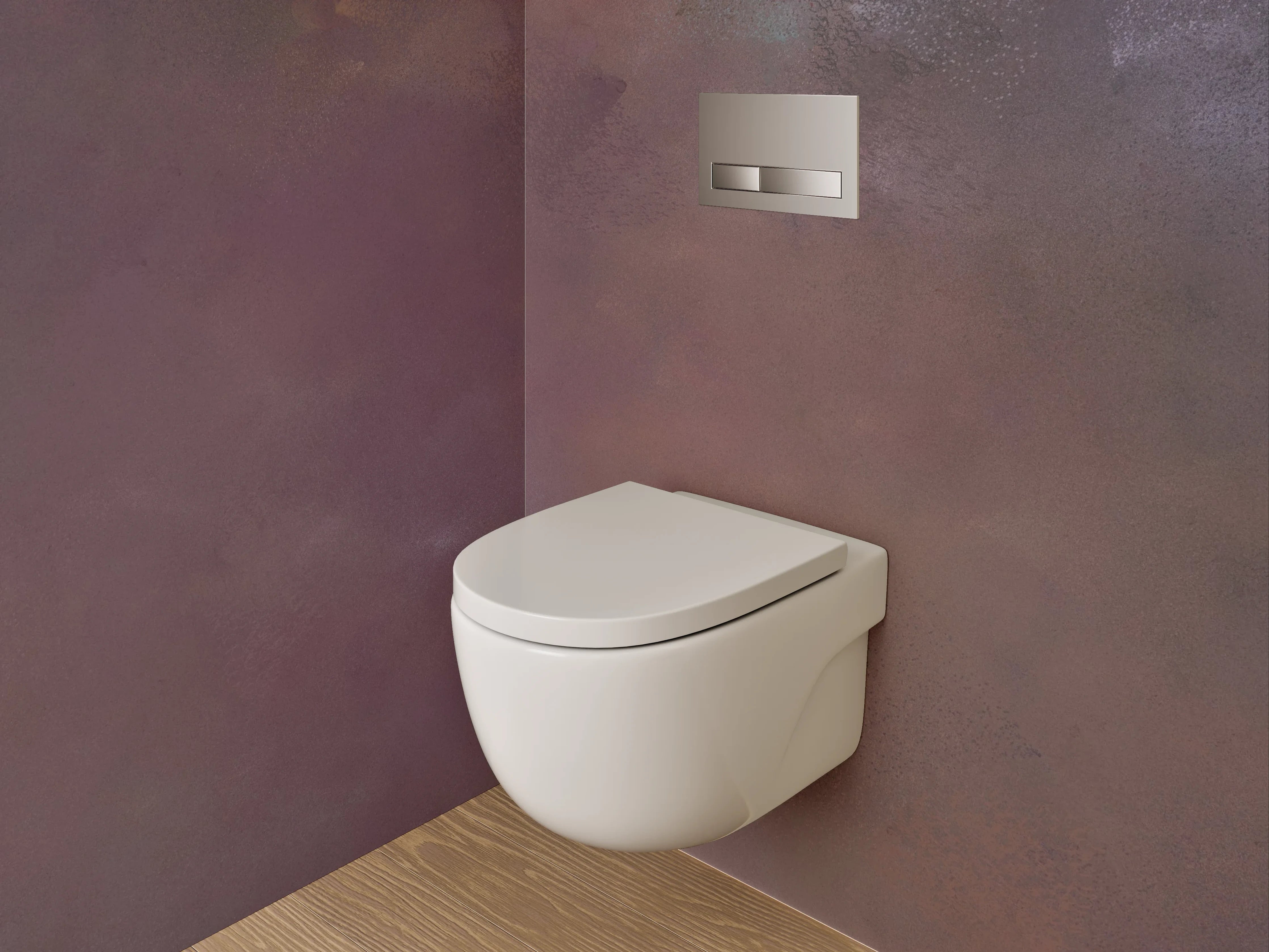 WC-Rückwand - Abstrakte Aquarell-Struktur in Violett und Braun