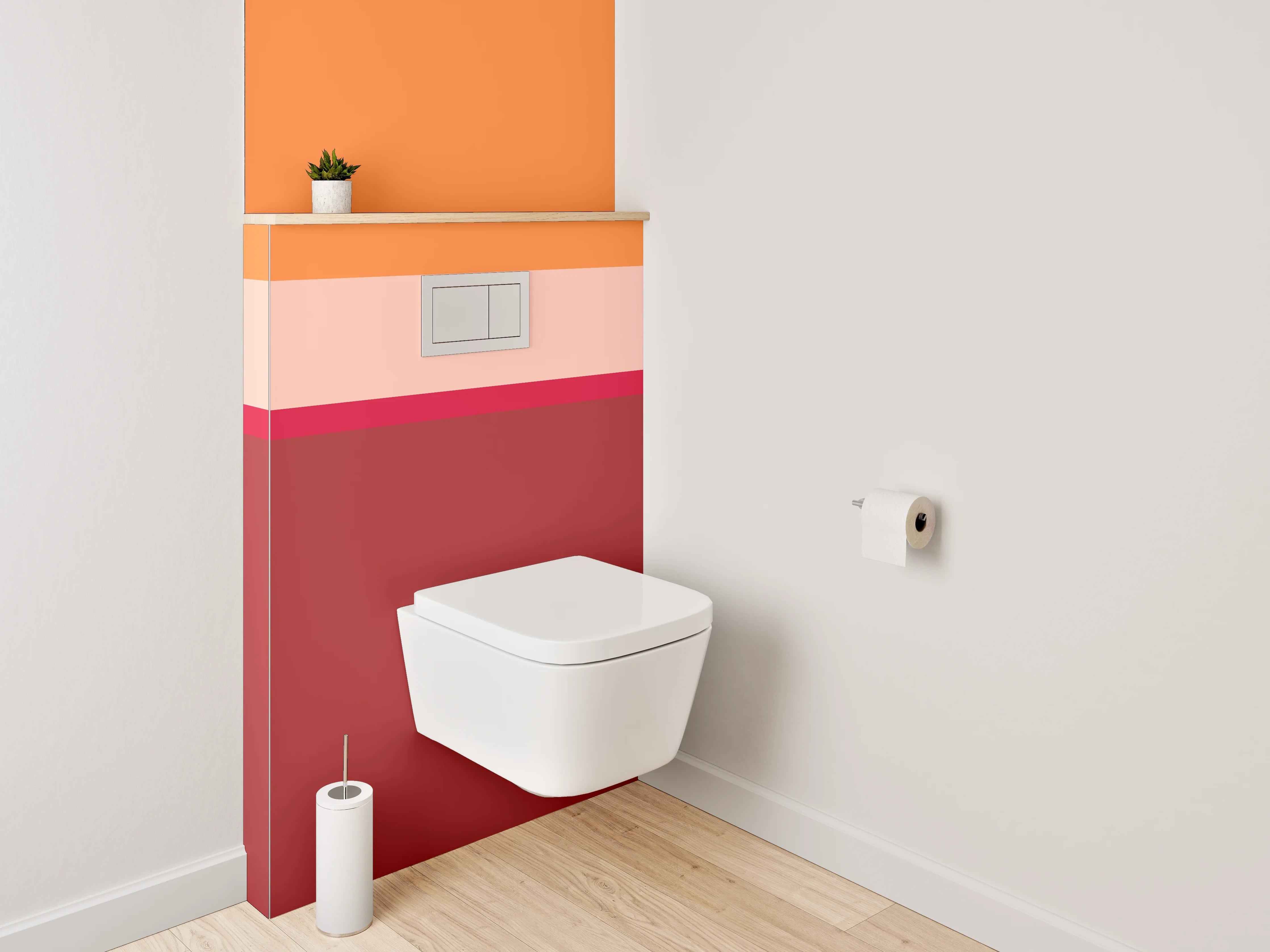 WC-Rückwand - Abstrakte Balken in Orange und Rot