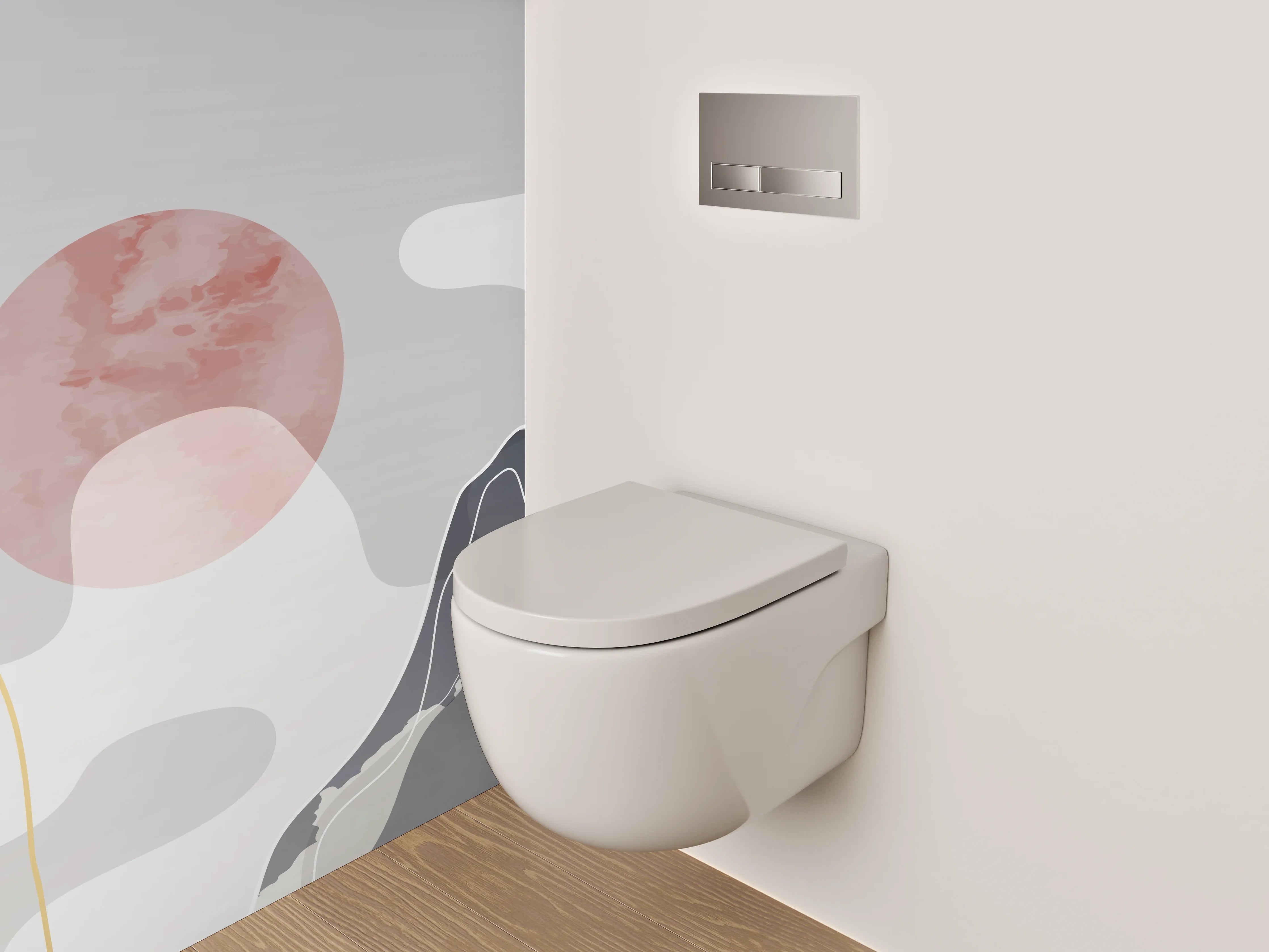 WC-Rückwand - Abstrakte Berge mit rosa Sonne