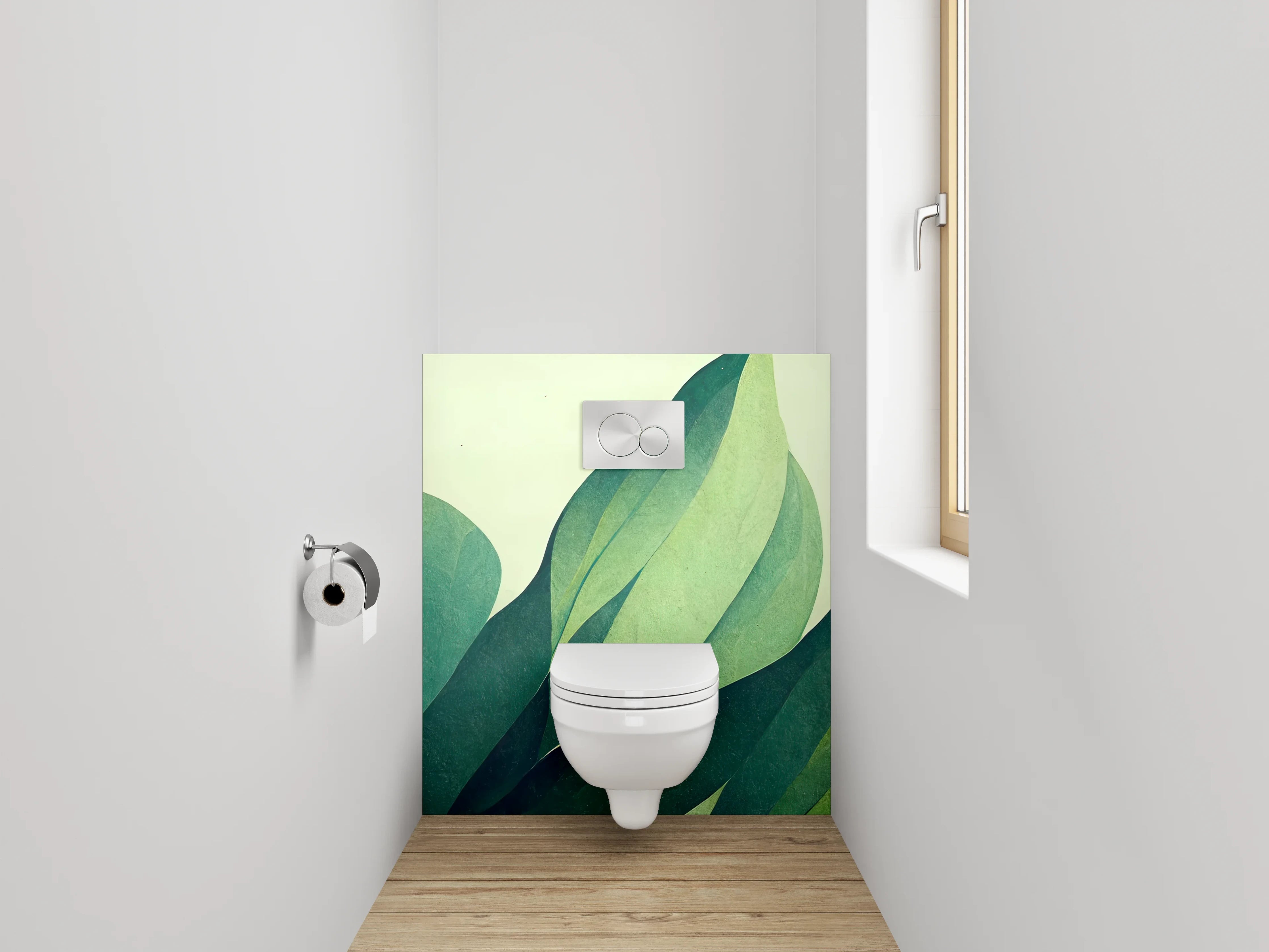 WC-Rückwand - Abstrakte Blätter Illustration Grün Gelb