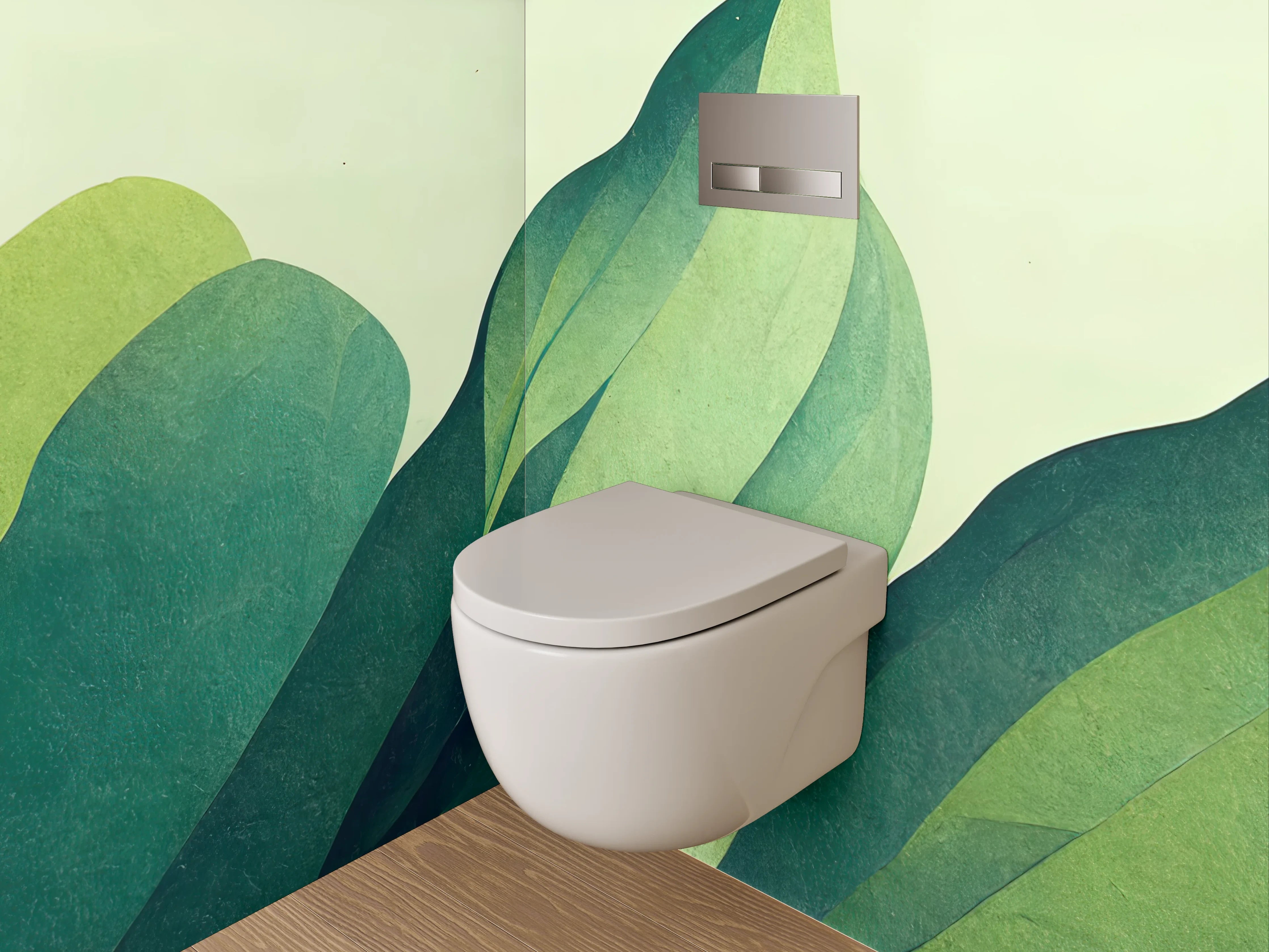 WC-Rückwand - Abstrakte Blätter Illustration Grün Gelb