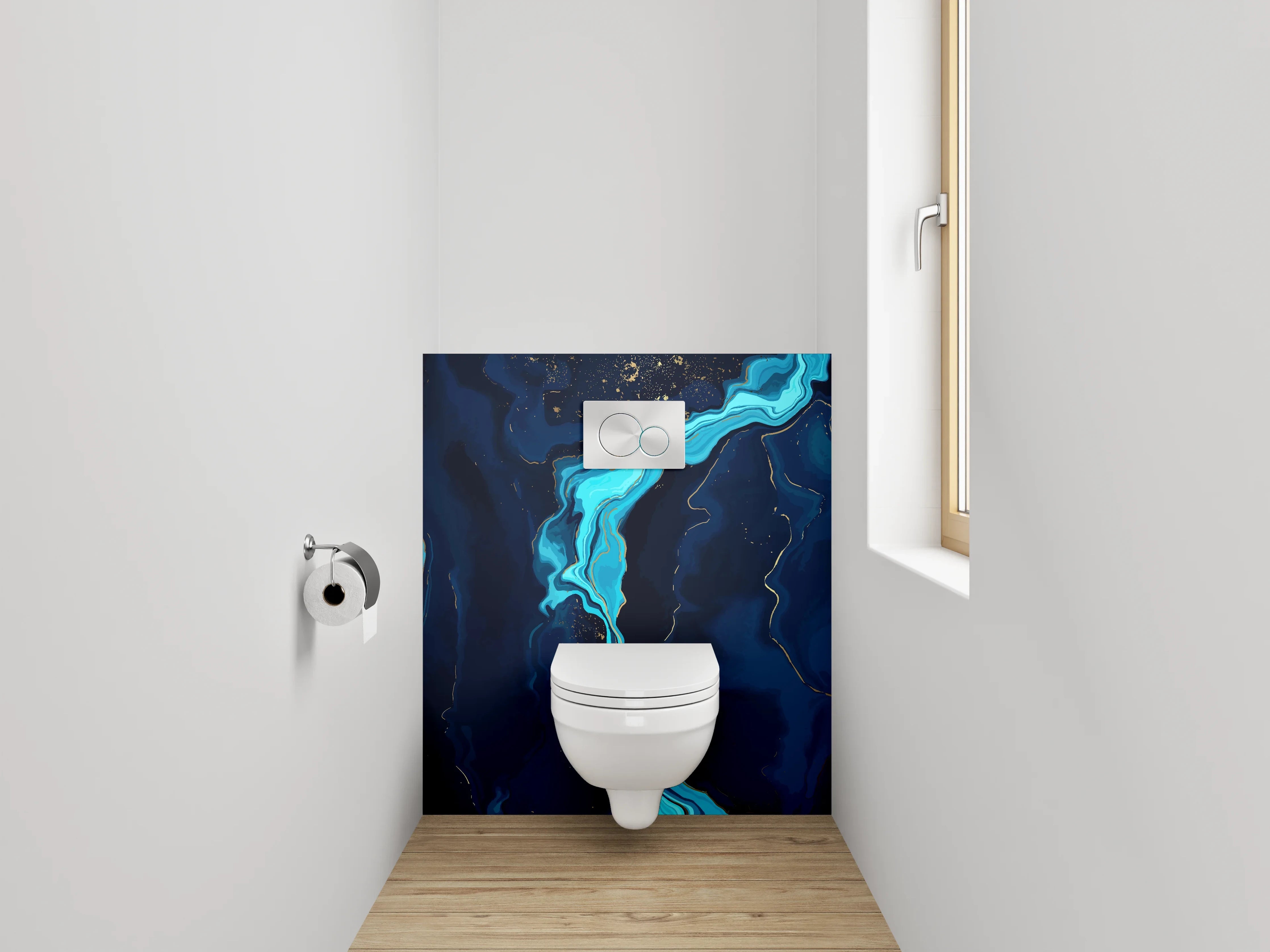 WC-Rückwand - Abstrakte Blaue Marmor Optik