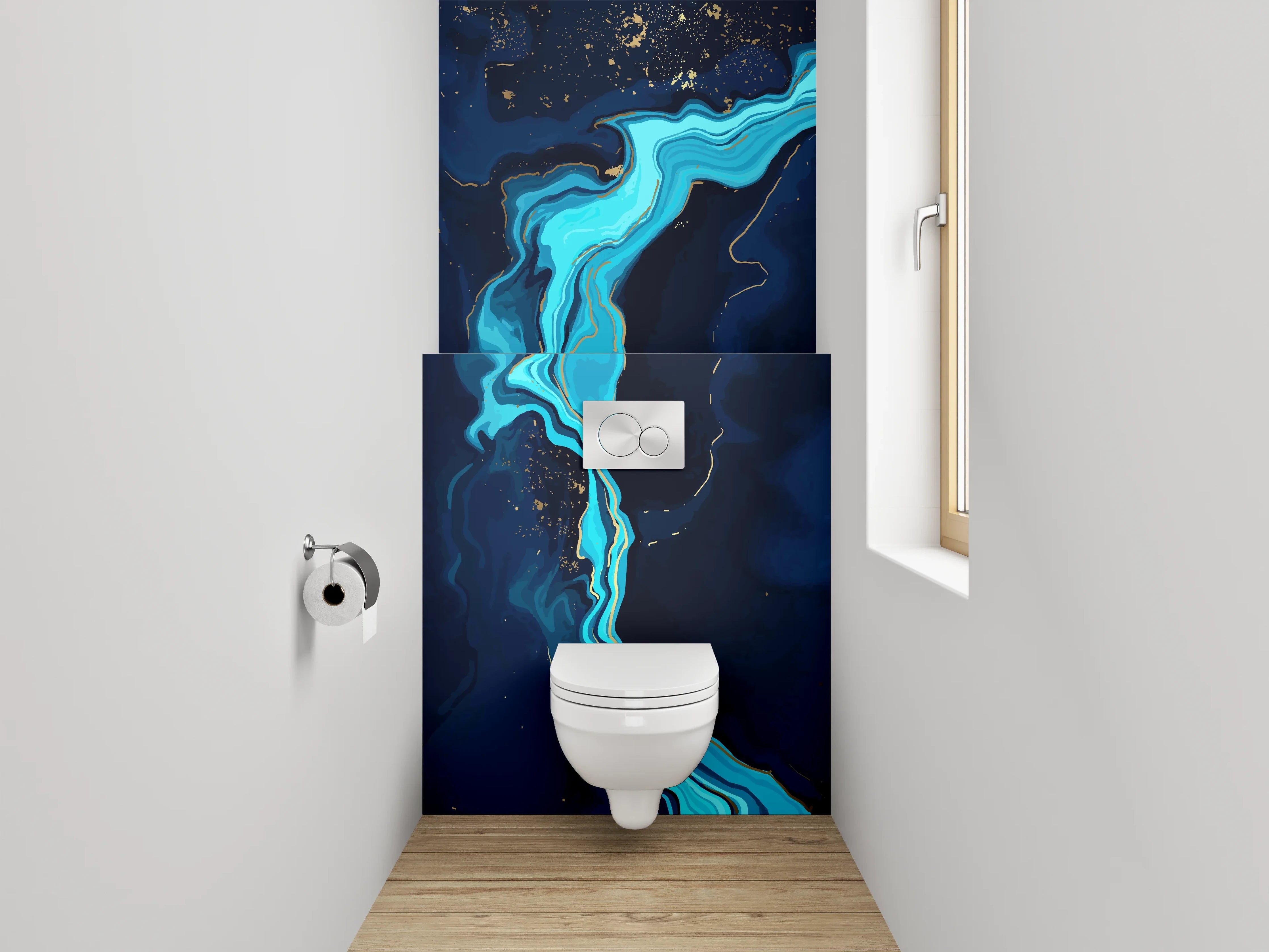 WC-Rückwand - Abstrakte Blaue Marmor Optik