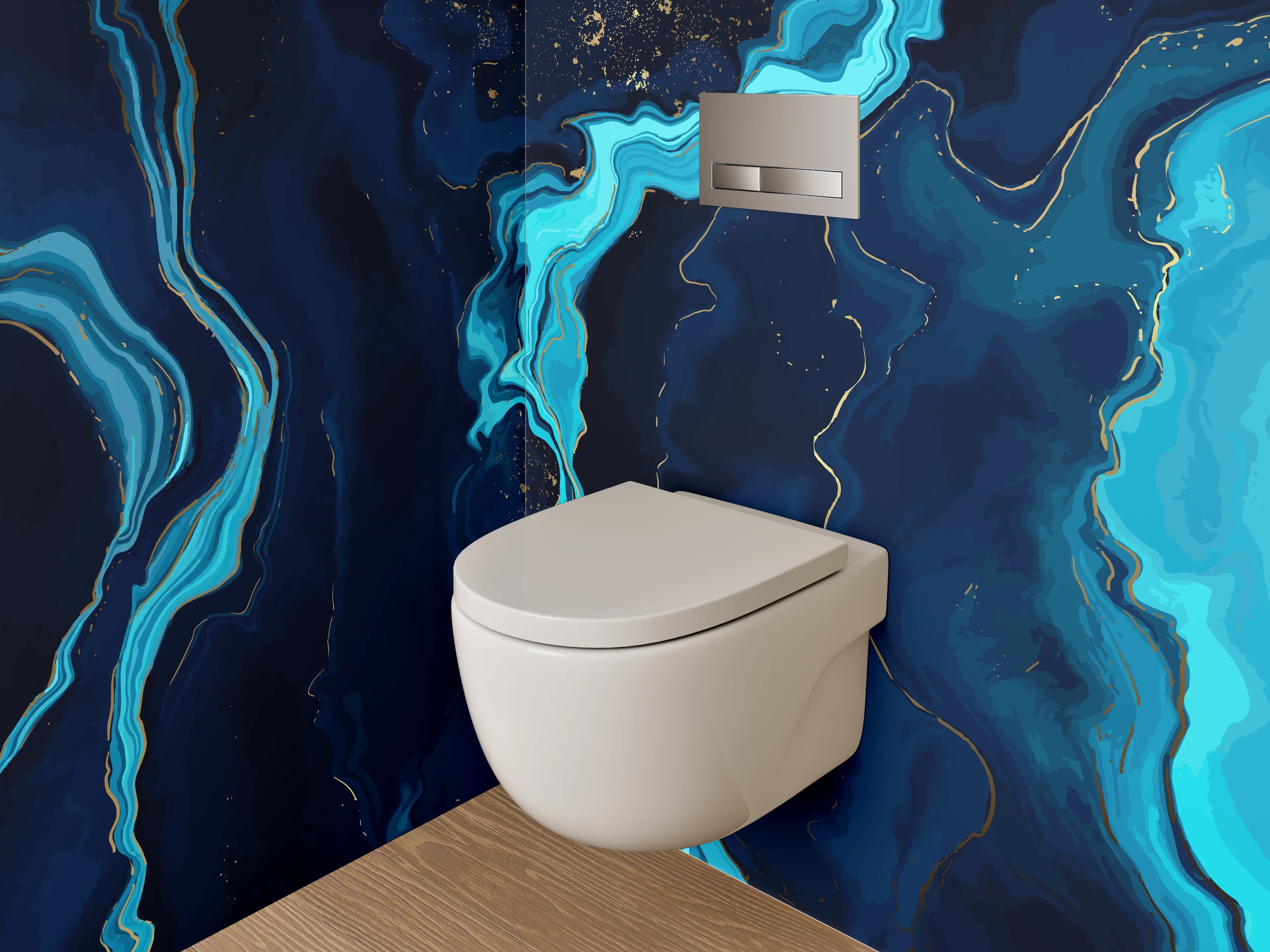 WC-Rückwand - Abstrakte Blaue Marmor Optik