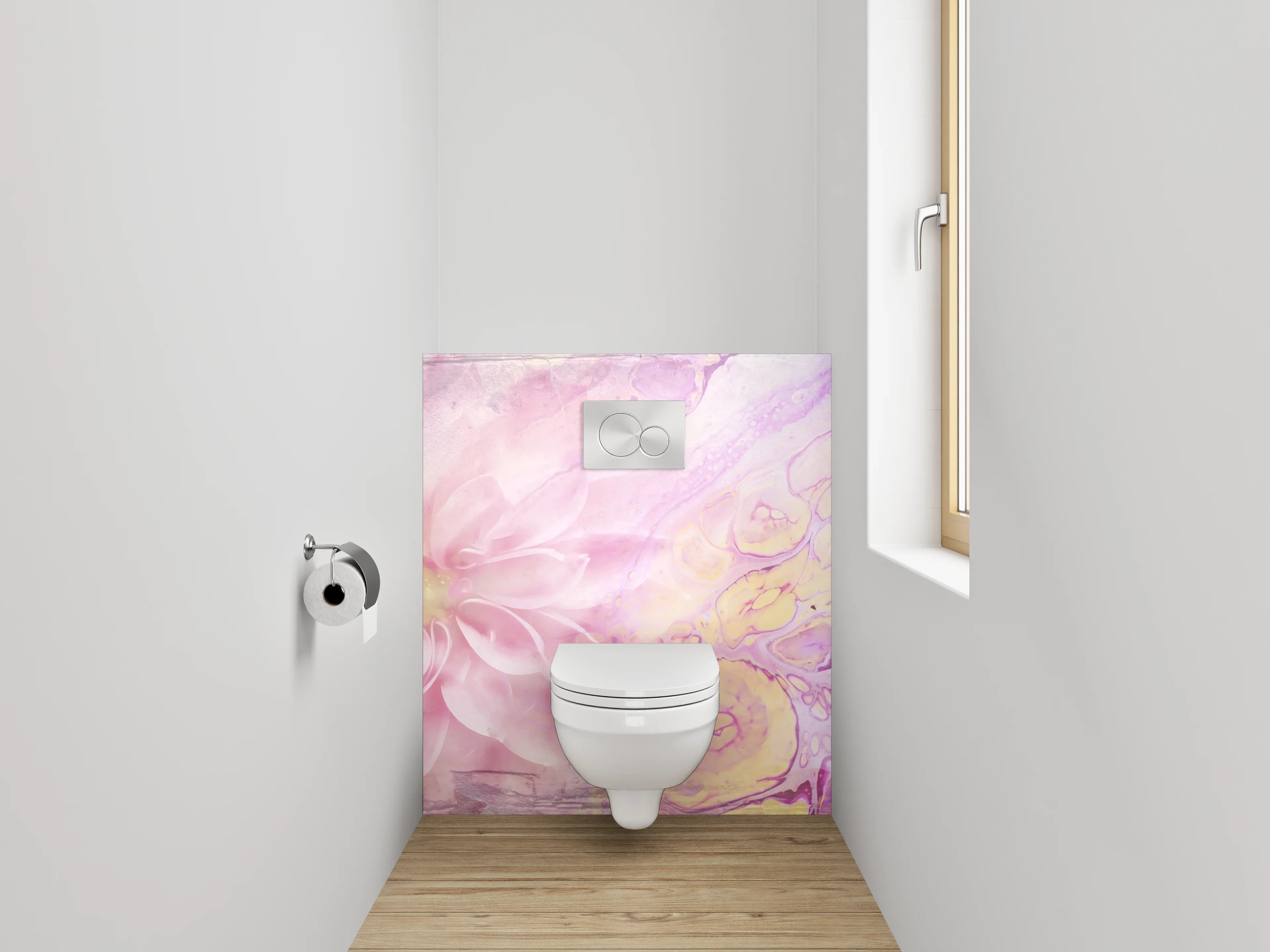 WC-Rückwand - Abstrakte Blume in Pastellrosa
