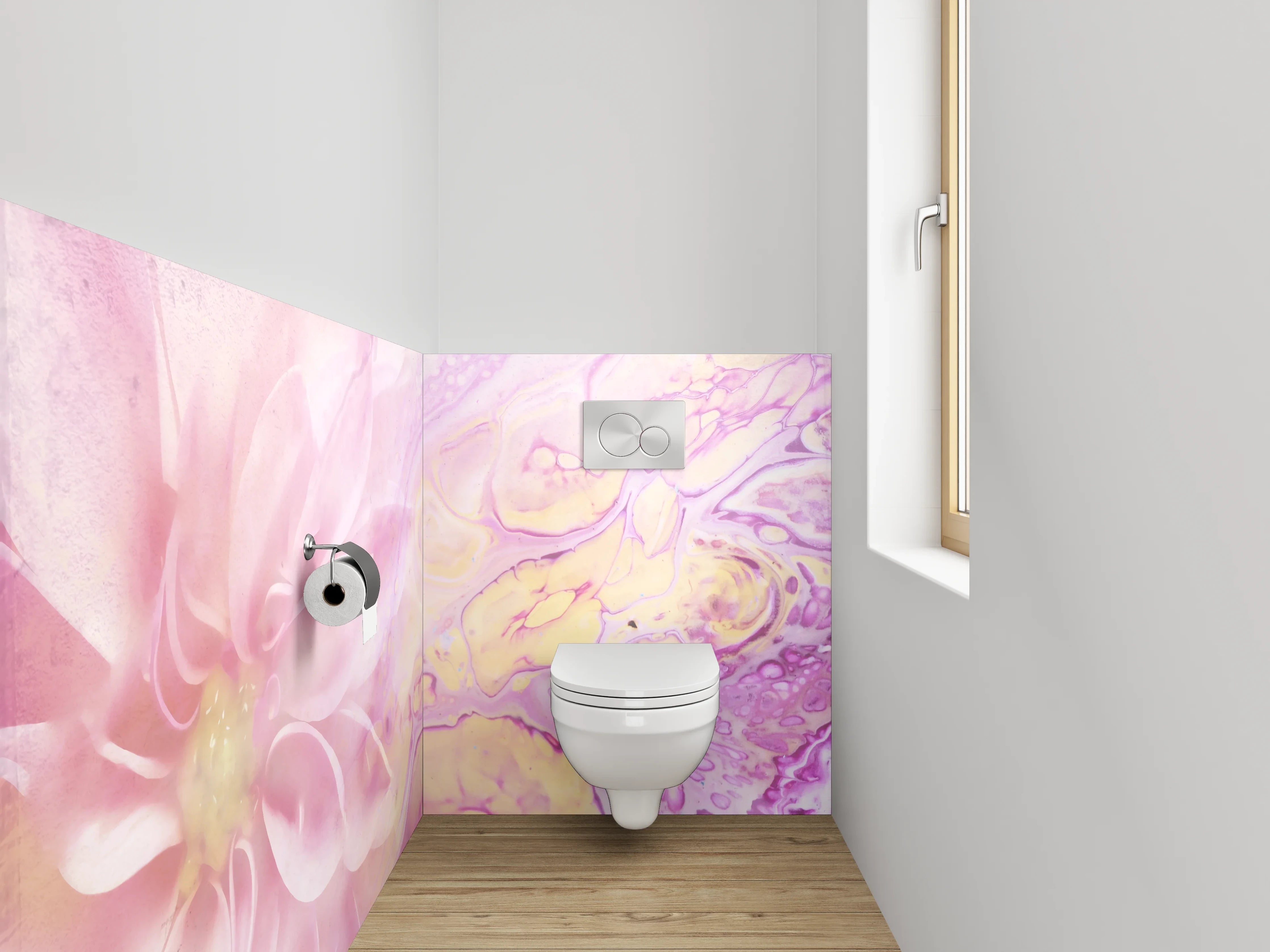 WC-Rückwand - Abstrakte Blume in Pastellrosa