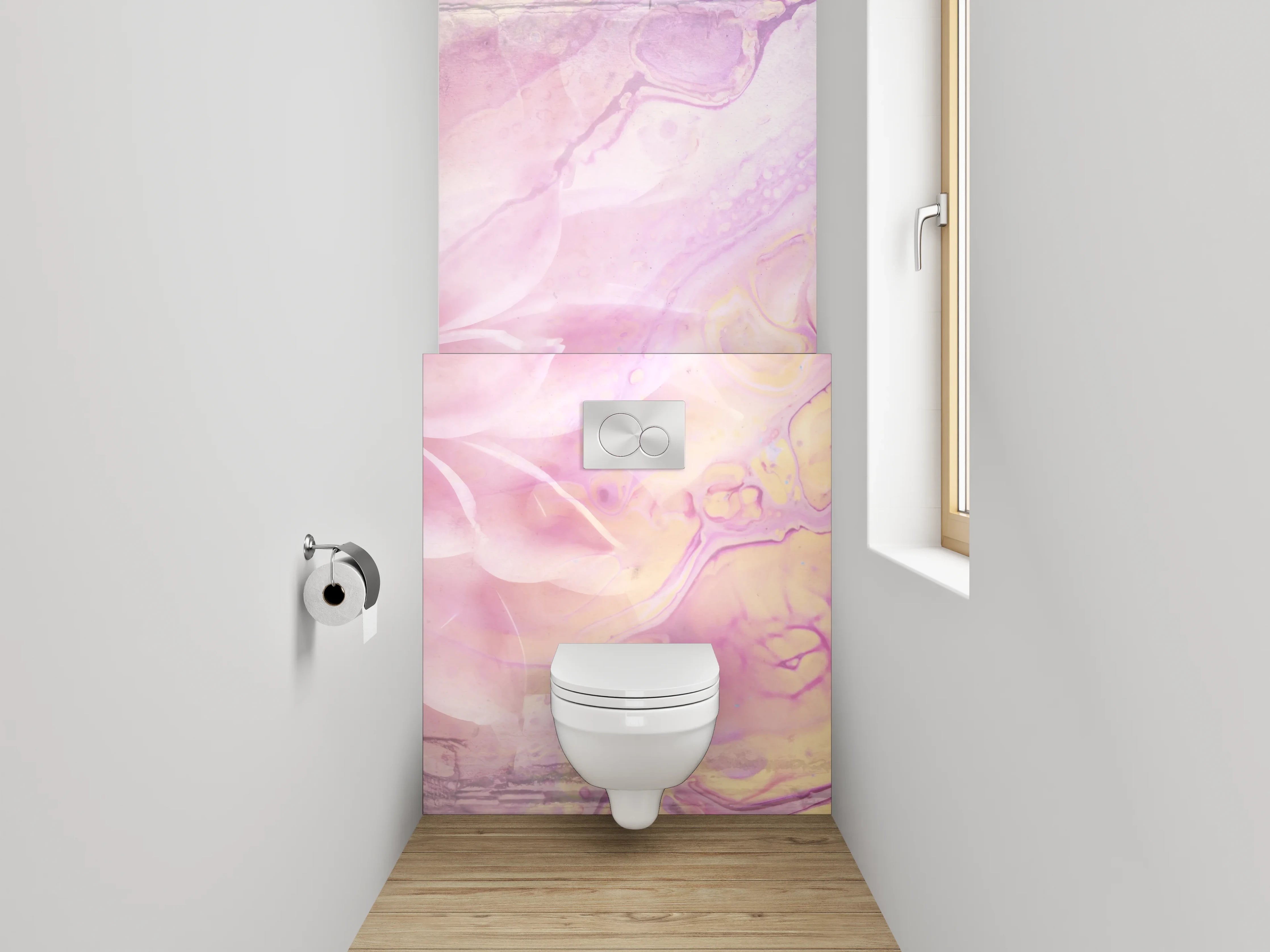 WC-Rückwand - Abstrakte Blume in Pastellrosa