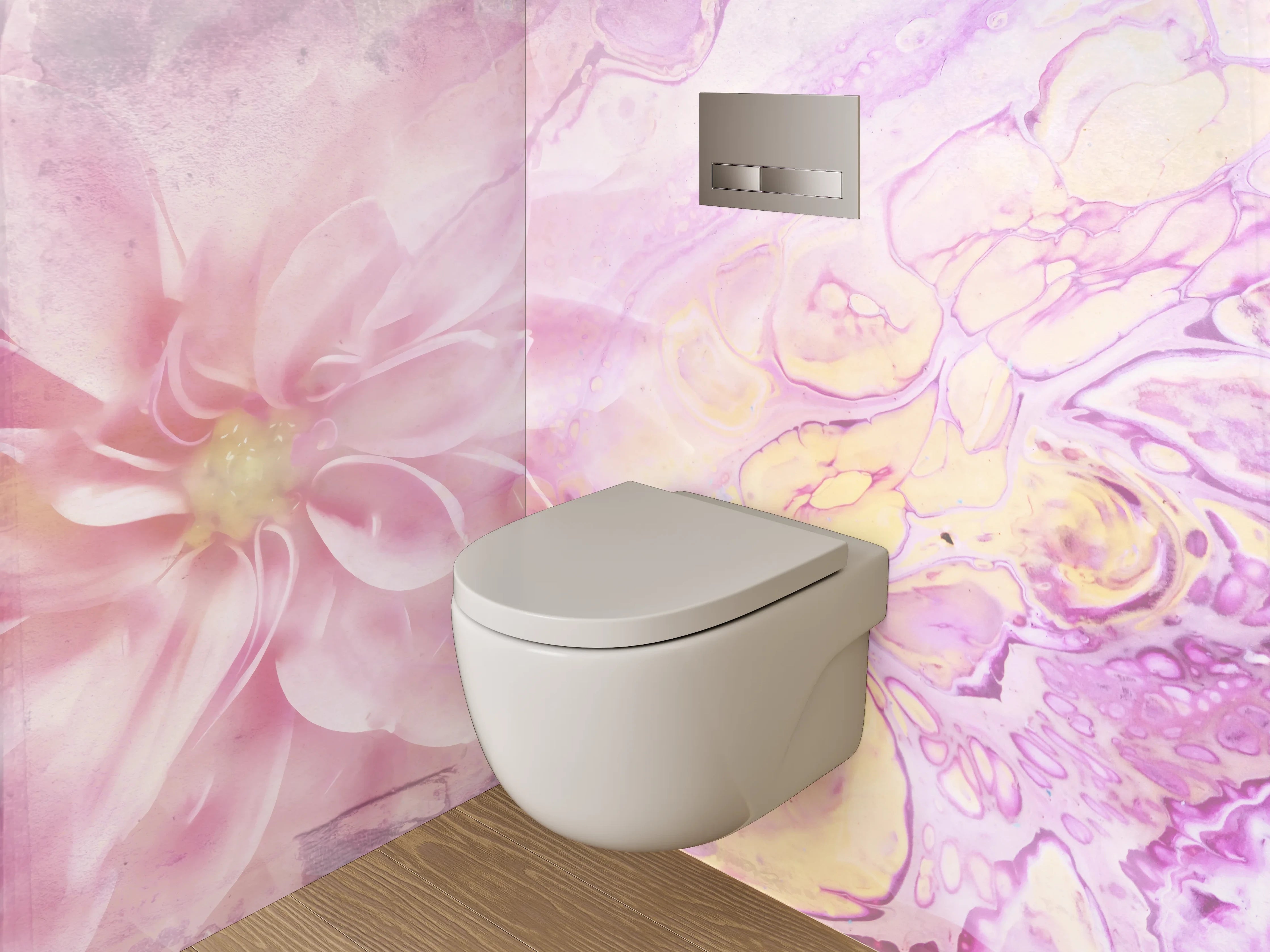WC-Rückwand - Abstrakte Blume in Pastellrosa