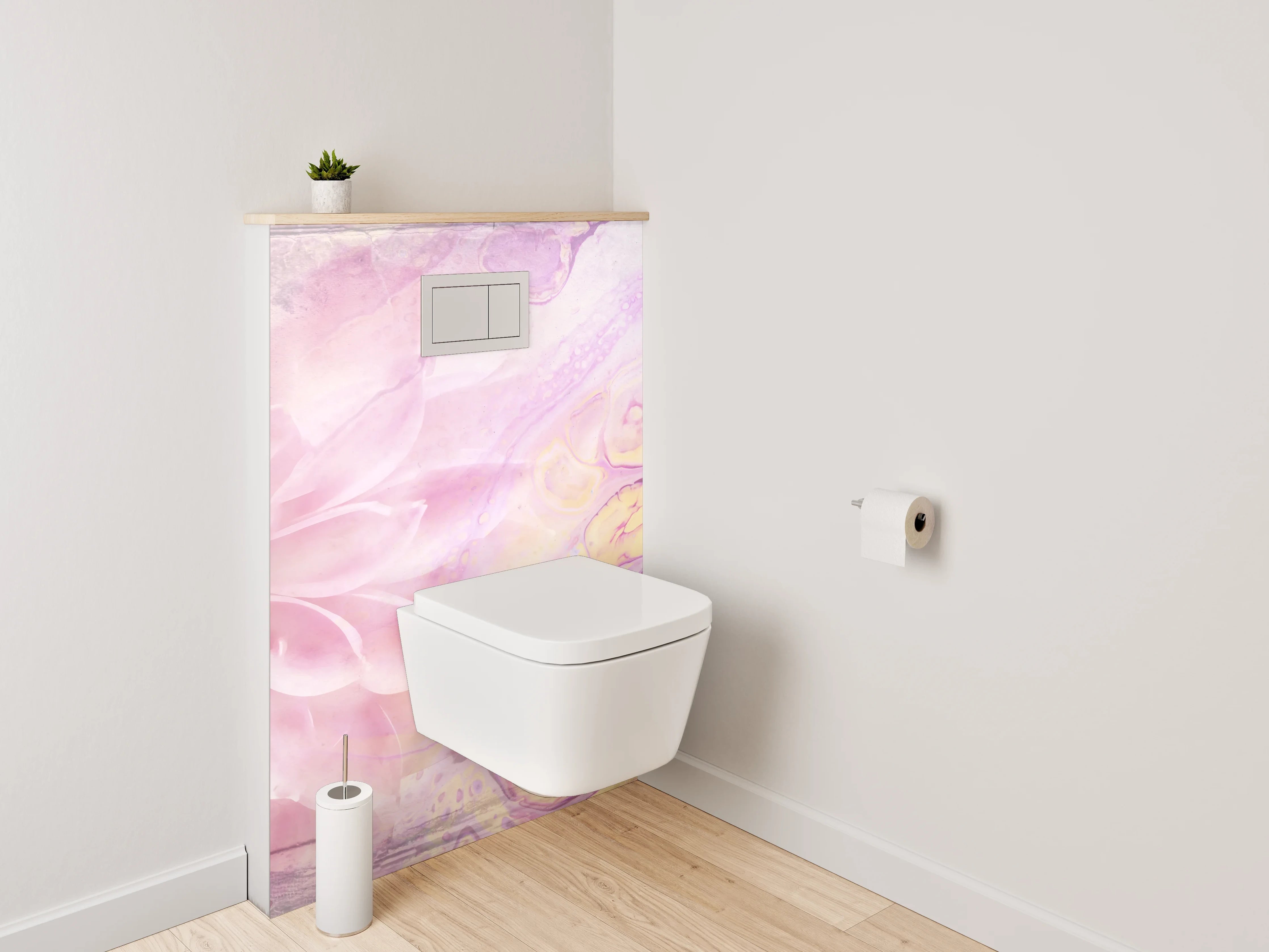 WC-Rückwand - Abstrakte Blume in Pastellrosa