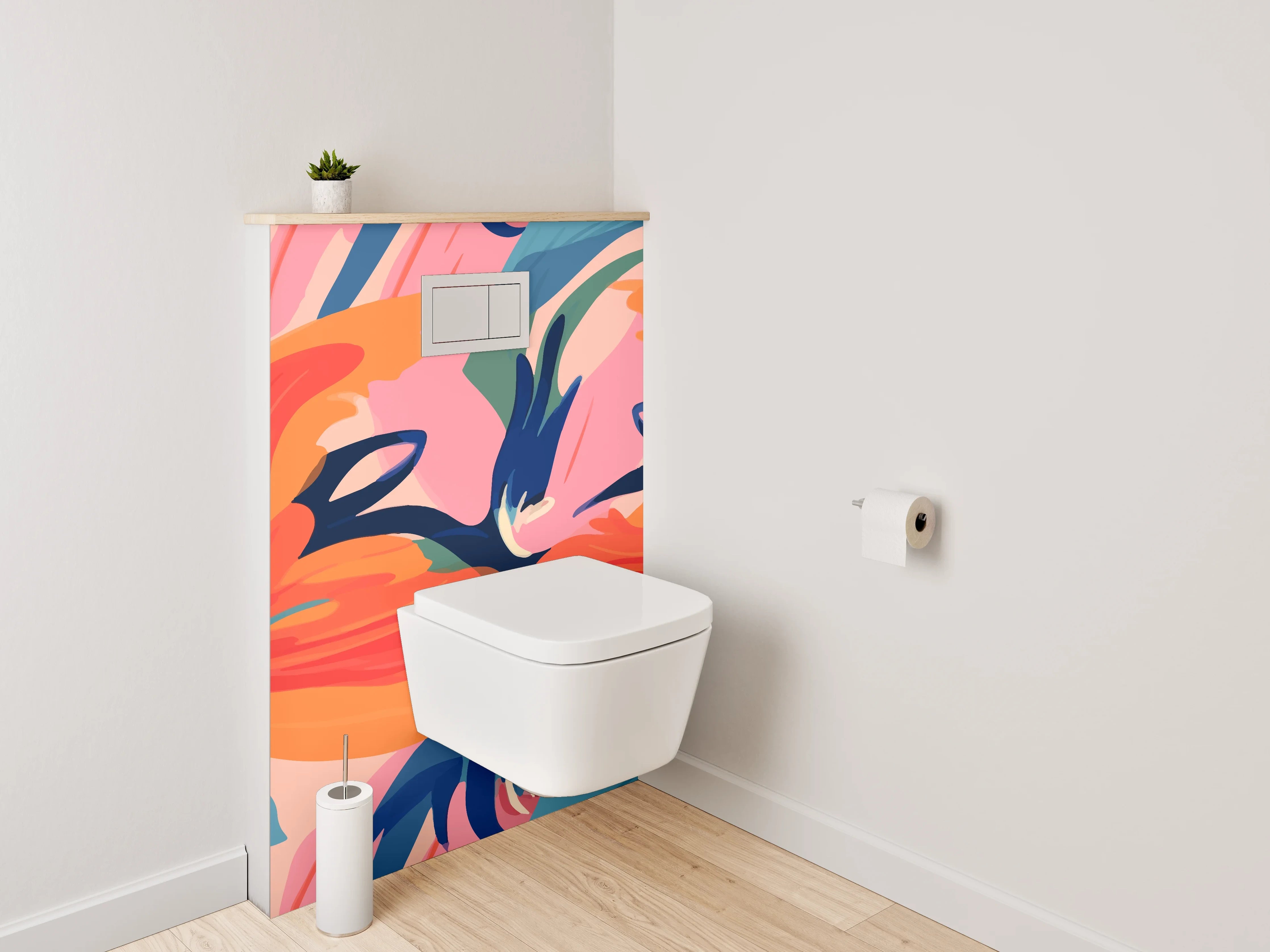 WC-Rückwand - Abstrakte Blumen Aquarell Kunst