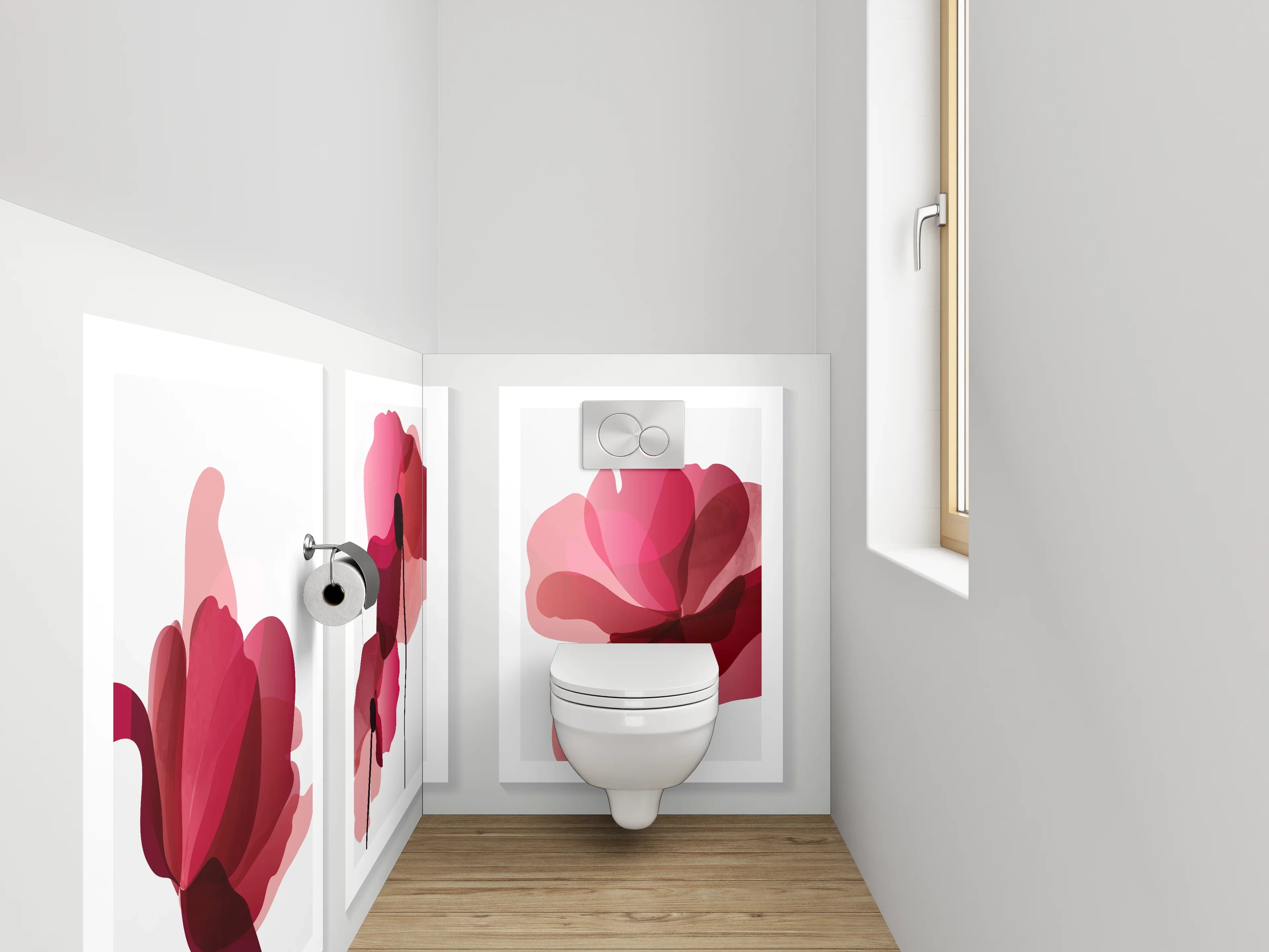 WC-Rückwand - Abstrakte Blumen Aquarell Trio